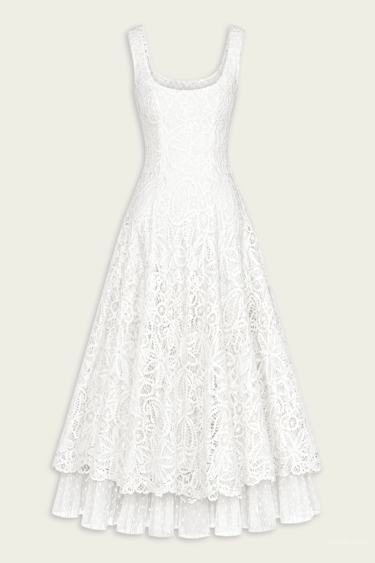 Arancia Midi Dress in Floral Macrame - shop-olivia.com
