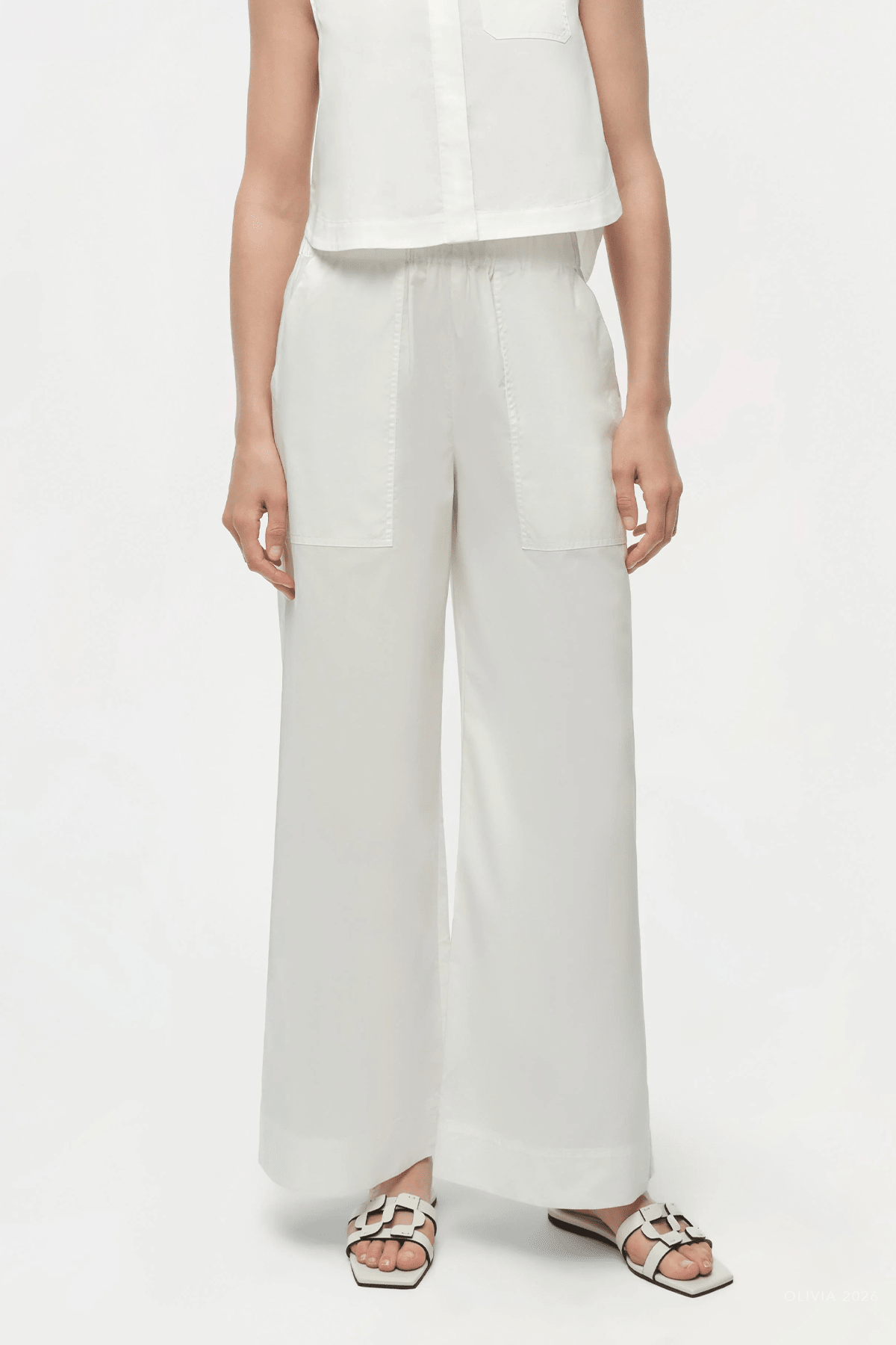 Arden Cotton Pull - On Pant in White - shop - olivia.com