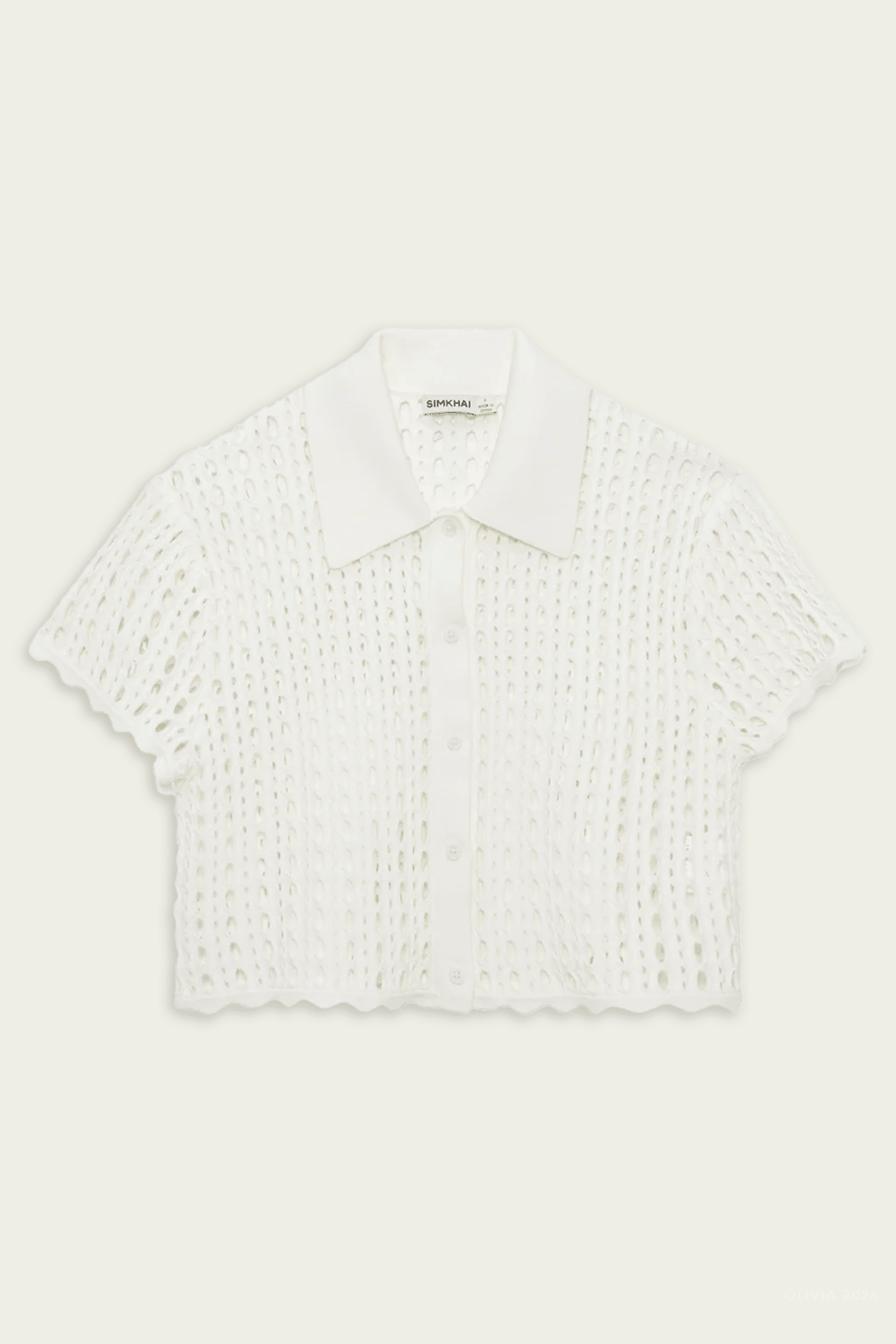 Arlan Open Stitch Camp Shirt in Ivory - shop - olivia.com