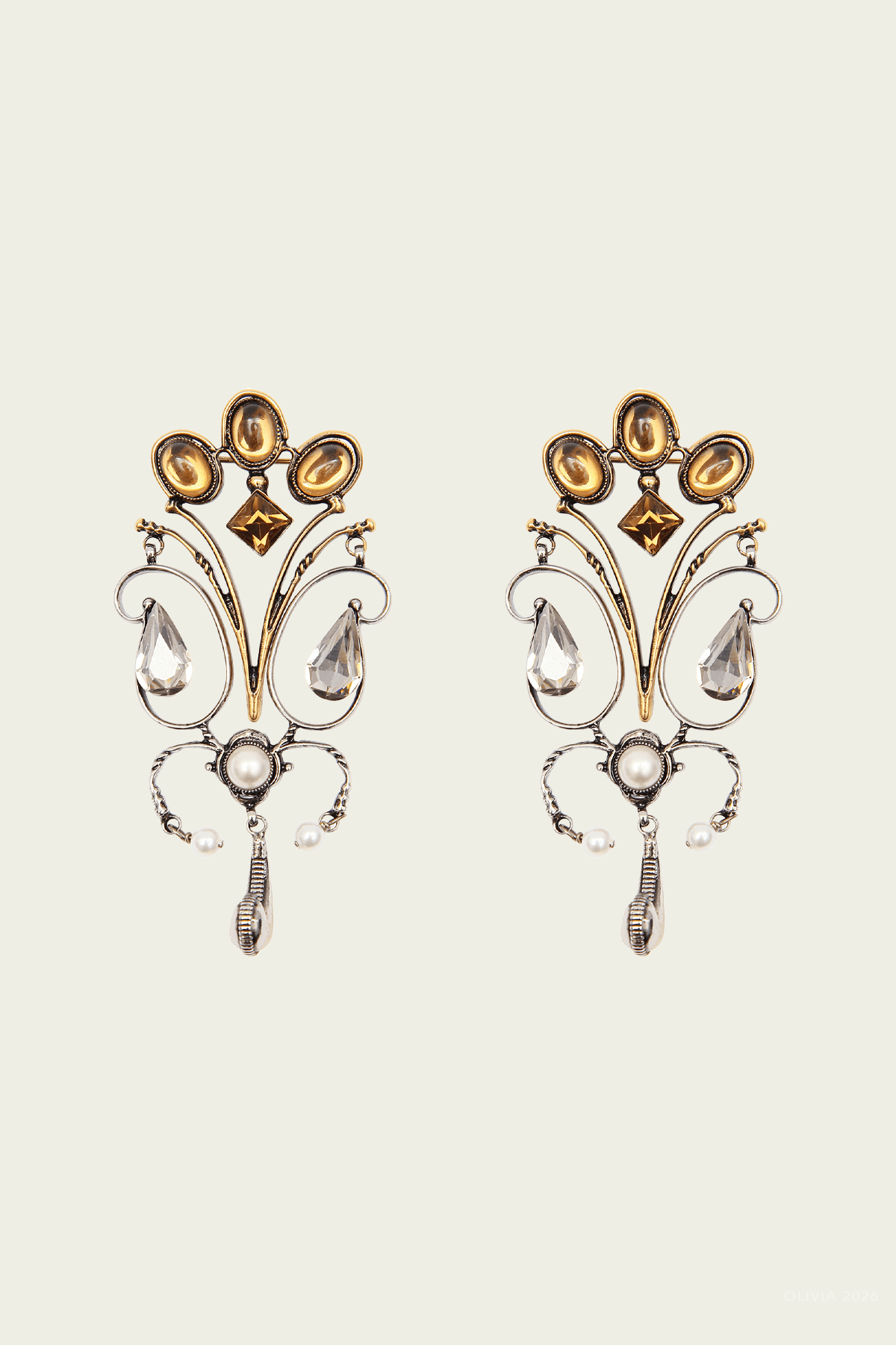 Art Nouveau Earring in Antique Gold - shop-olivia.com