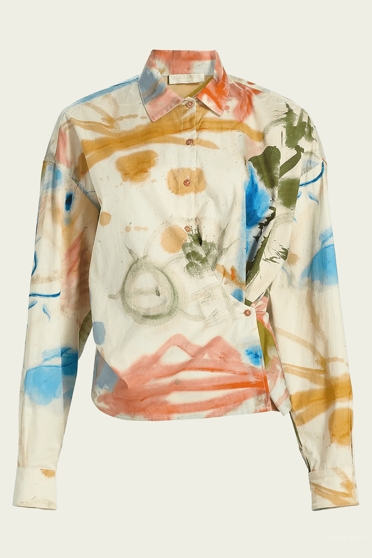 Artist Long - Sleeve Cotton Blouse in Western Dream - shop - olivia.com