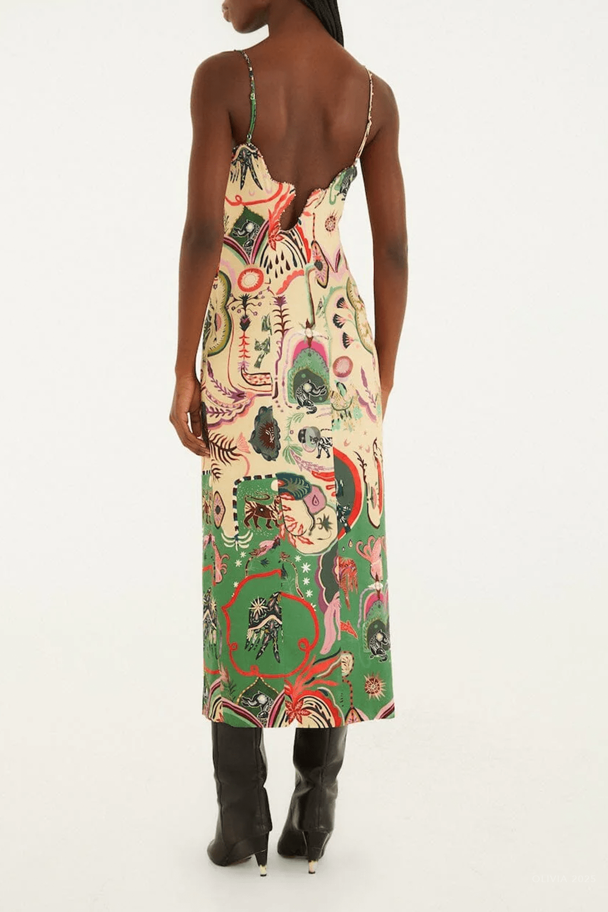 Artsy Surreal Land Beige Sleeveless Midi Dress - shop - olivia.com