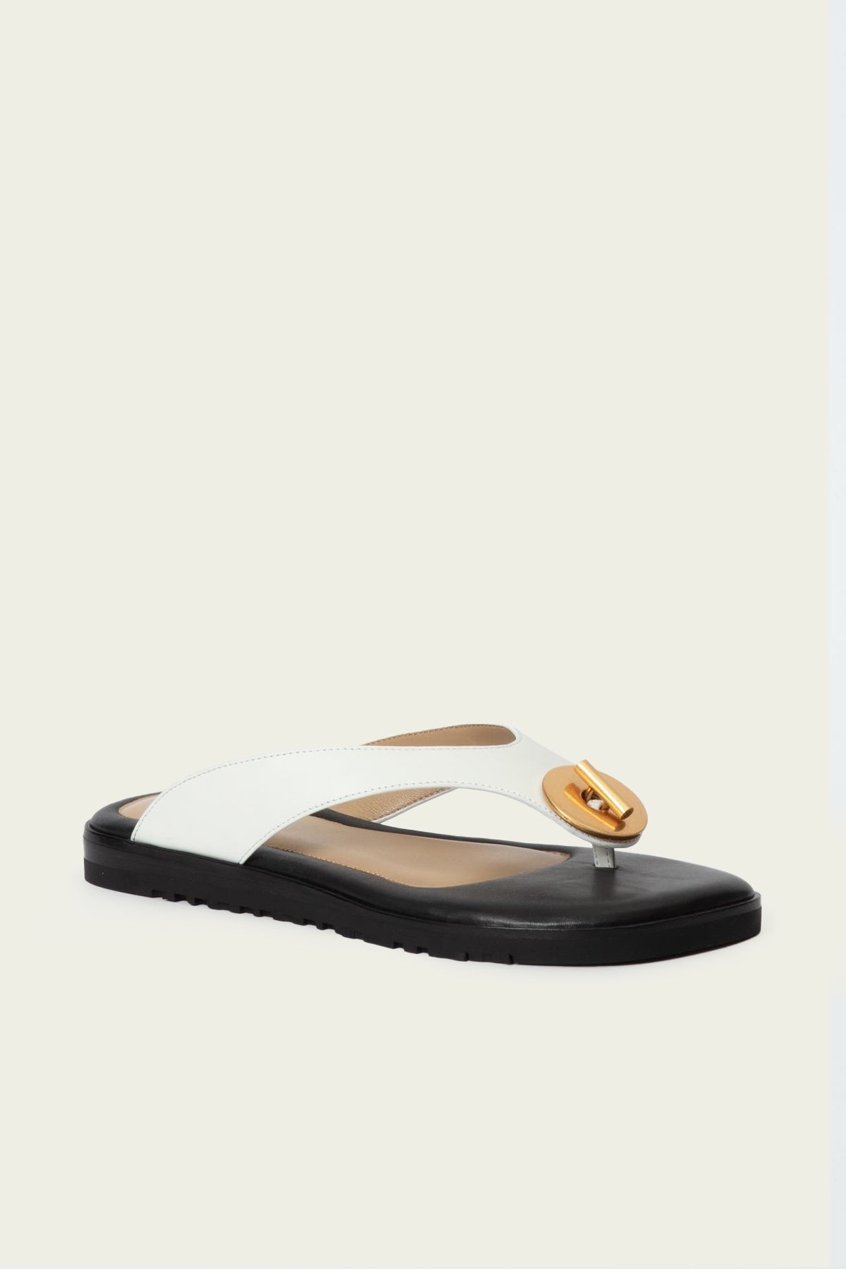 Asher Washer Leather Thong Sandal in White - shop-olivia.com