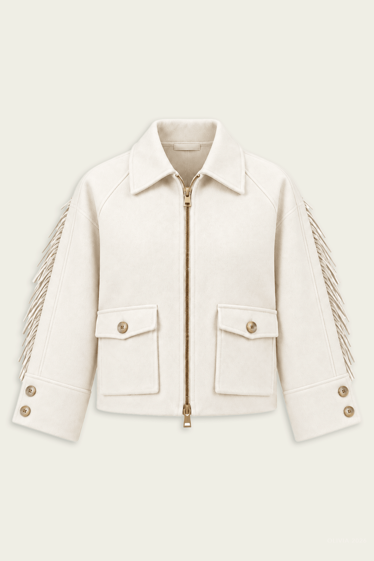 Aspen Fringe Wool Jacket in Ivory - shop-olivia.com