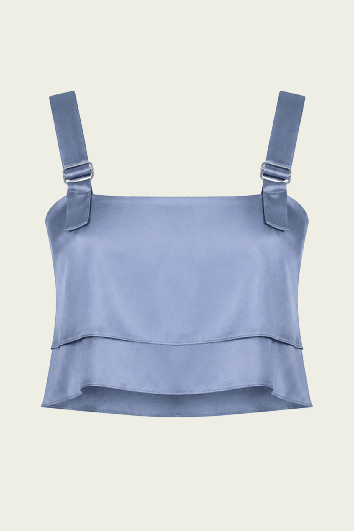 Astrid Crop Top in Steel Blue - shop-olivia.com