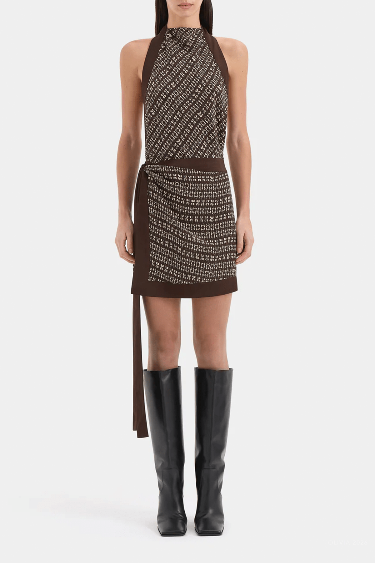 Astrid Open Back Mini Dress in Tisso Plum - shop-olivia.com