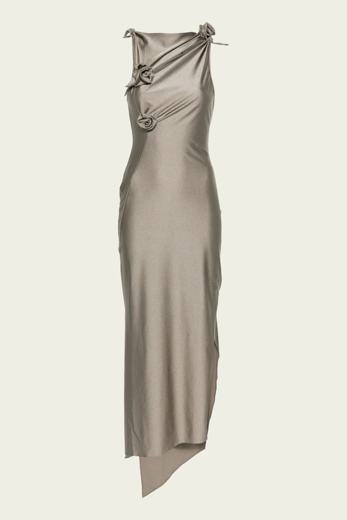 Asymmetric Flower Gown in Grey - shop-olivia.com