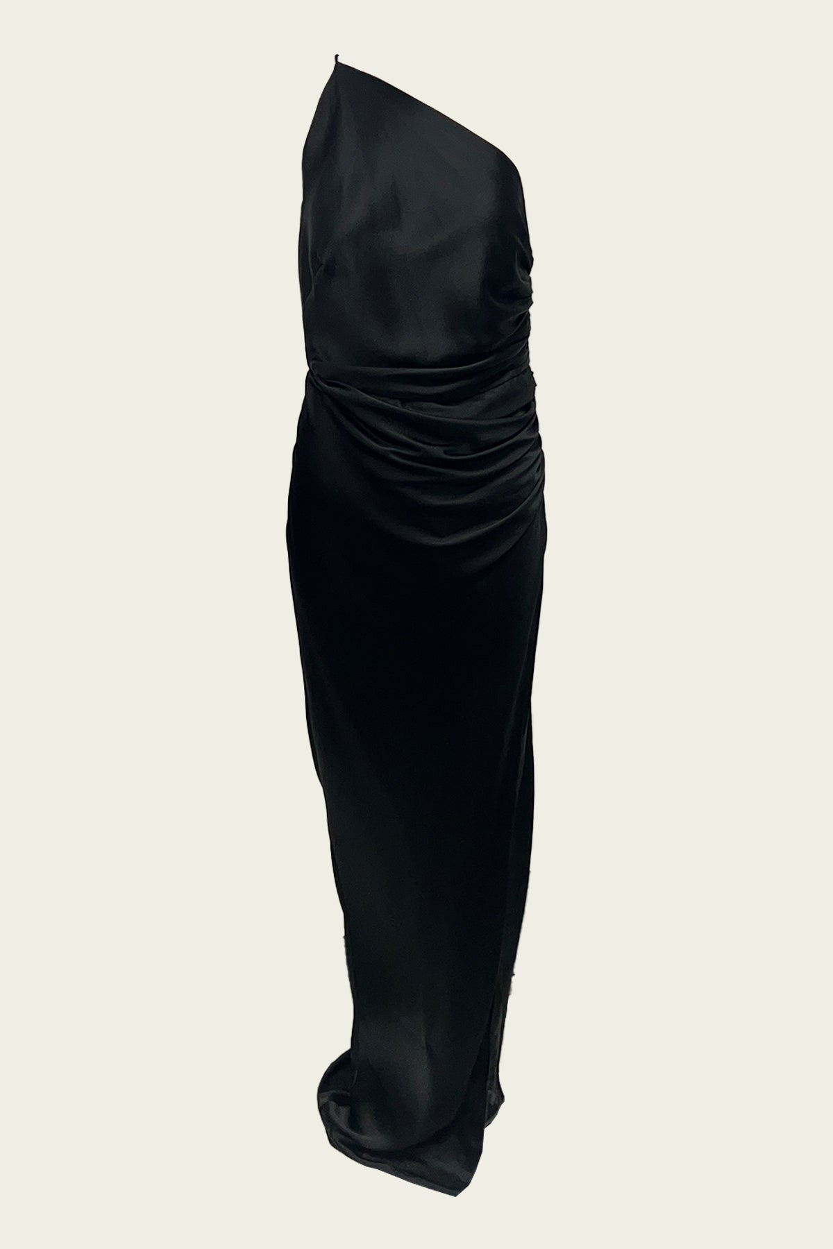 Asymmetrical Gathered Wrap Gown in Black - shop-olivia.com