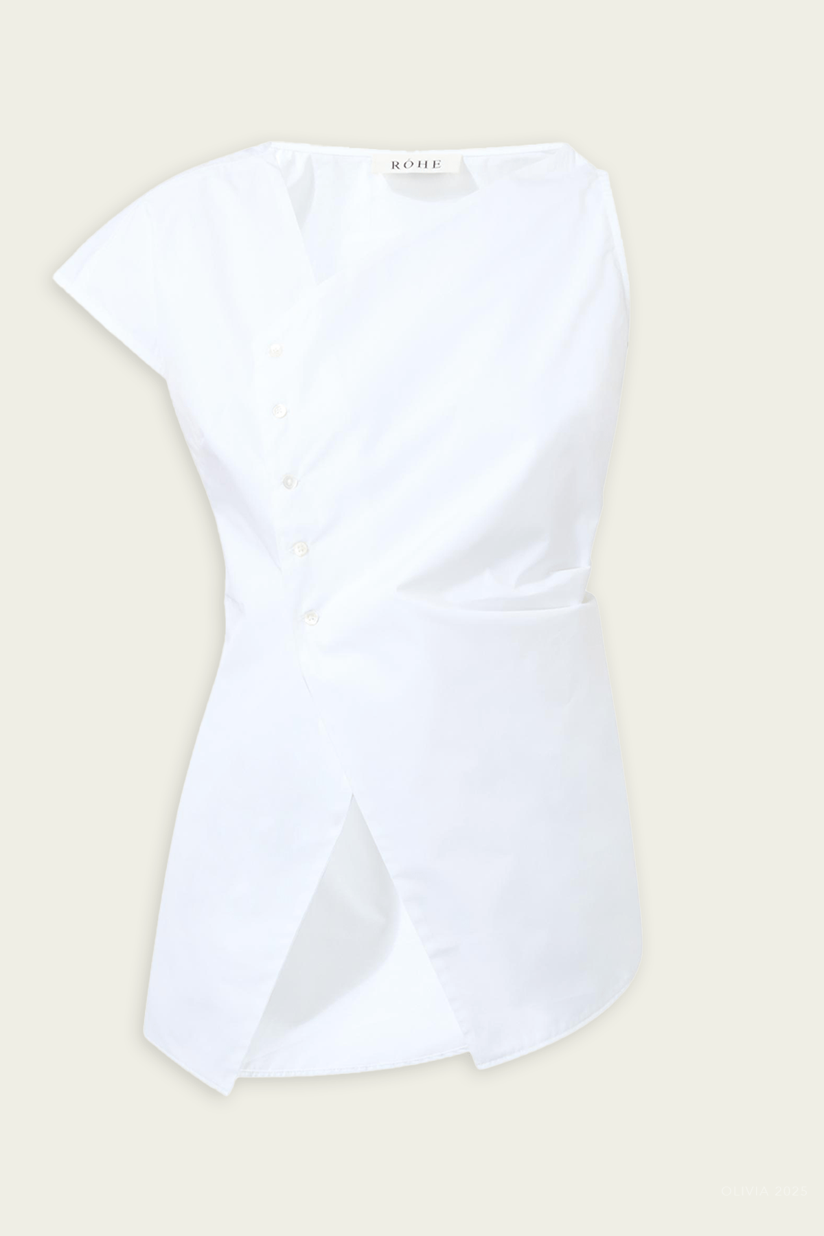 Asymmetrical Poplin Top in Optic White - shop - olivia.com