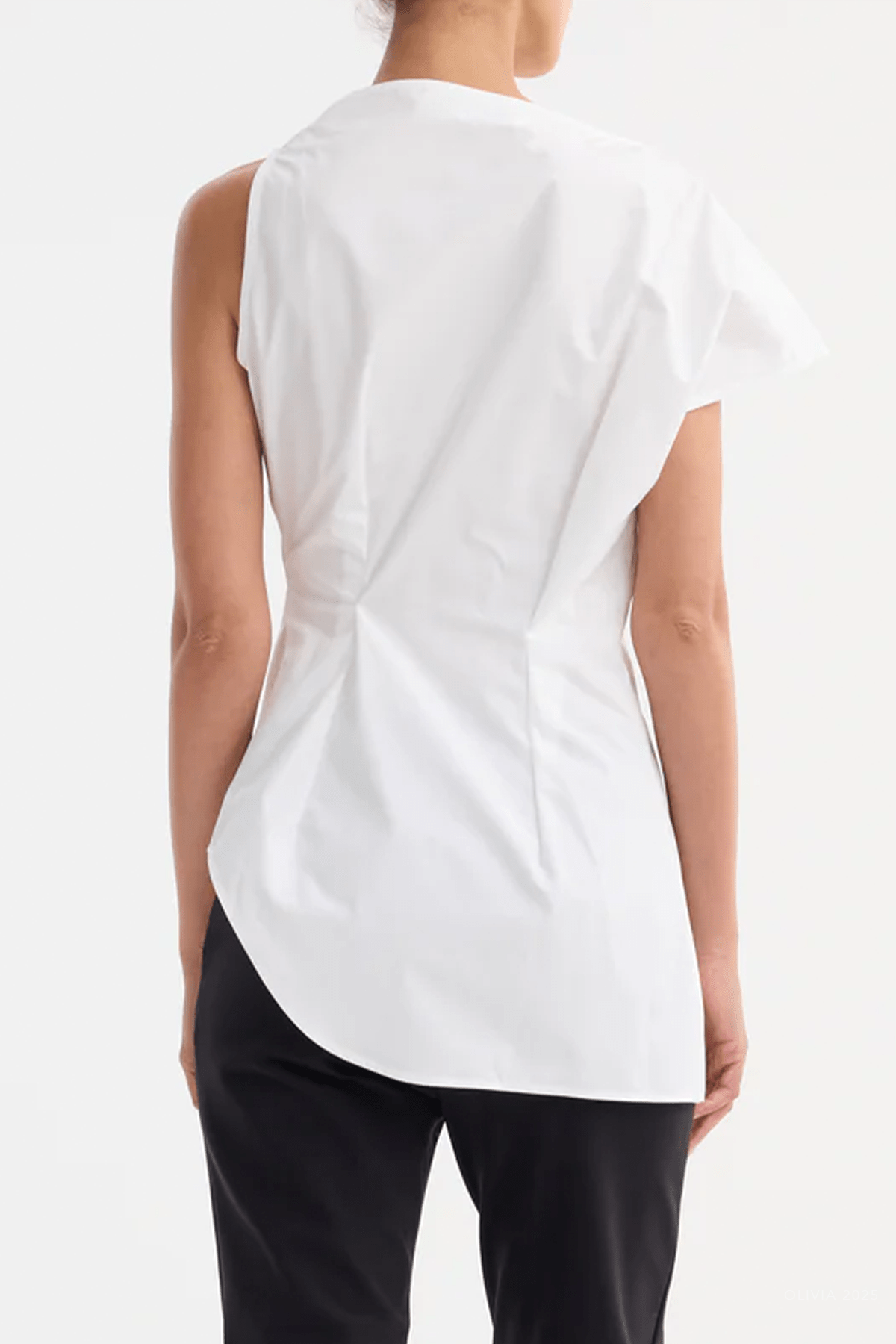 Asymmetrical Poplin Top in Optic White - shop - olivia.com