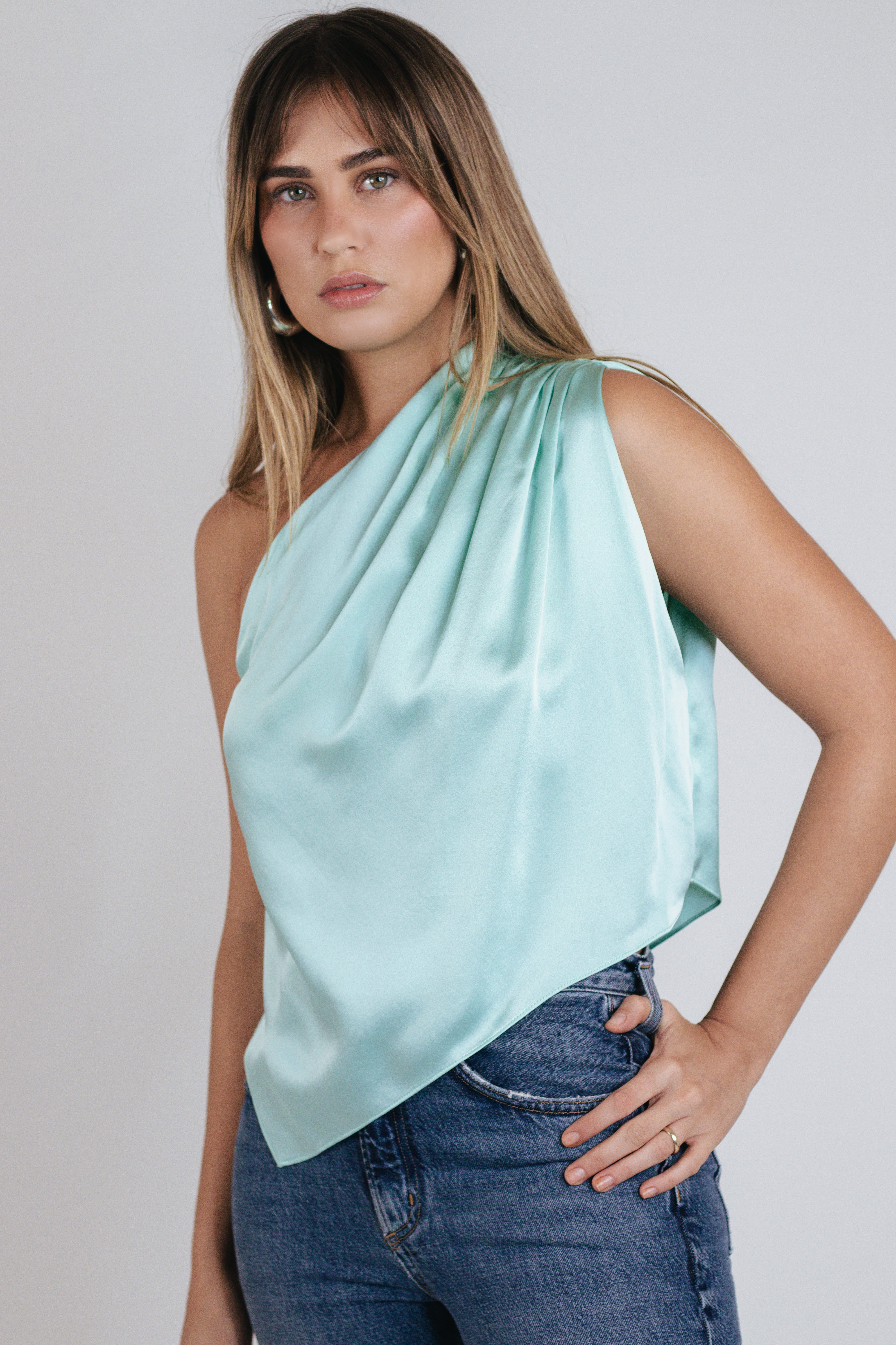 Asymmetrical Slant Top in Seafoam - shop - olivia.com