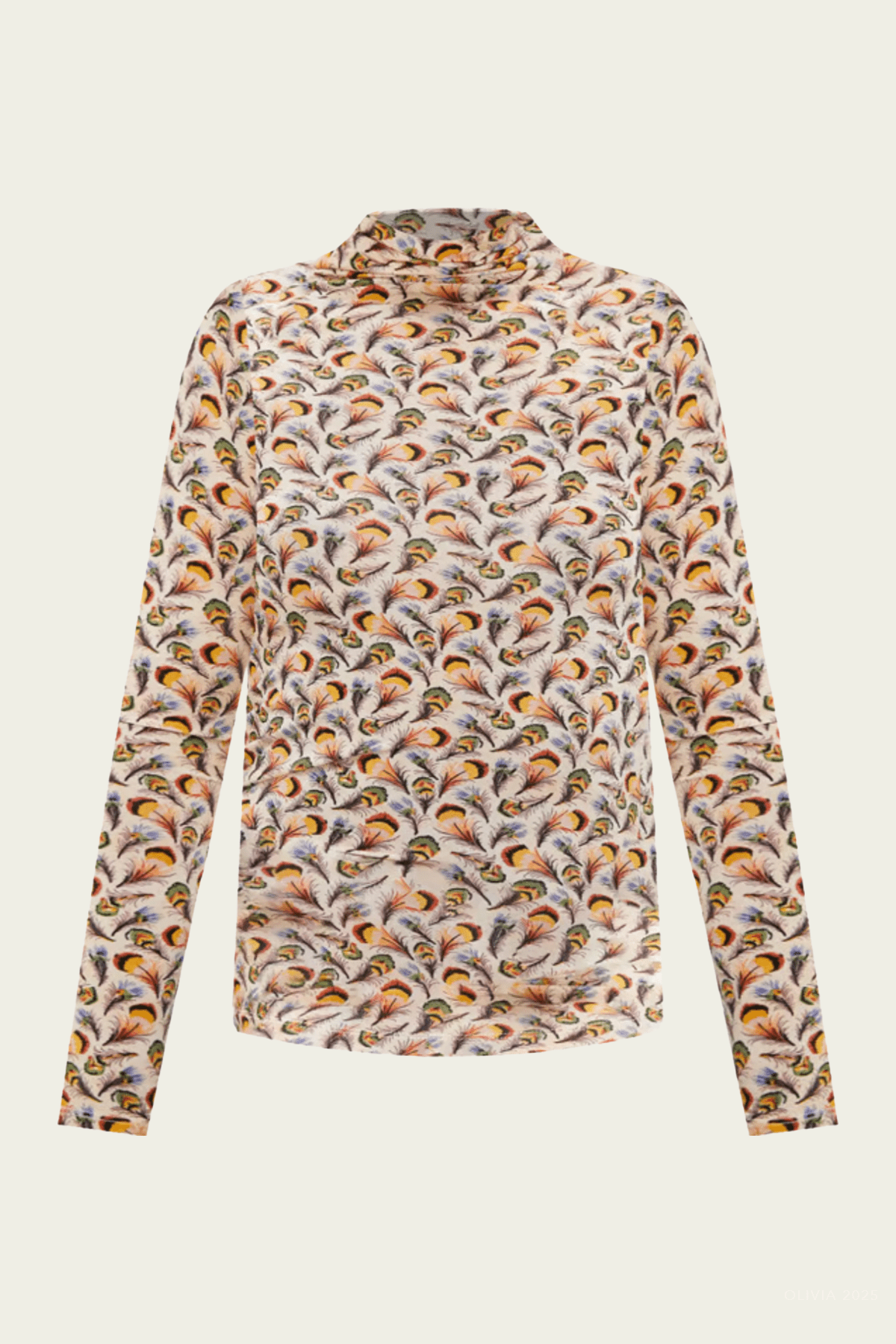 Aurelia Jersey Long - Sleeve Turtleneck Top in Swan - shop - olivia.com