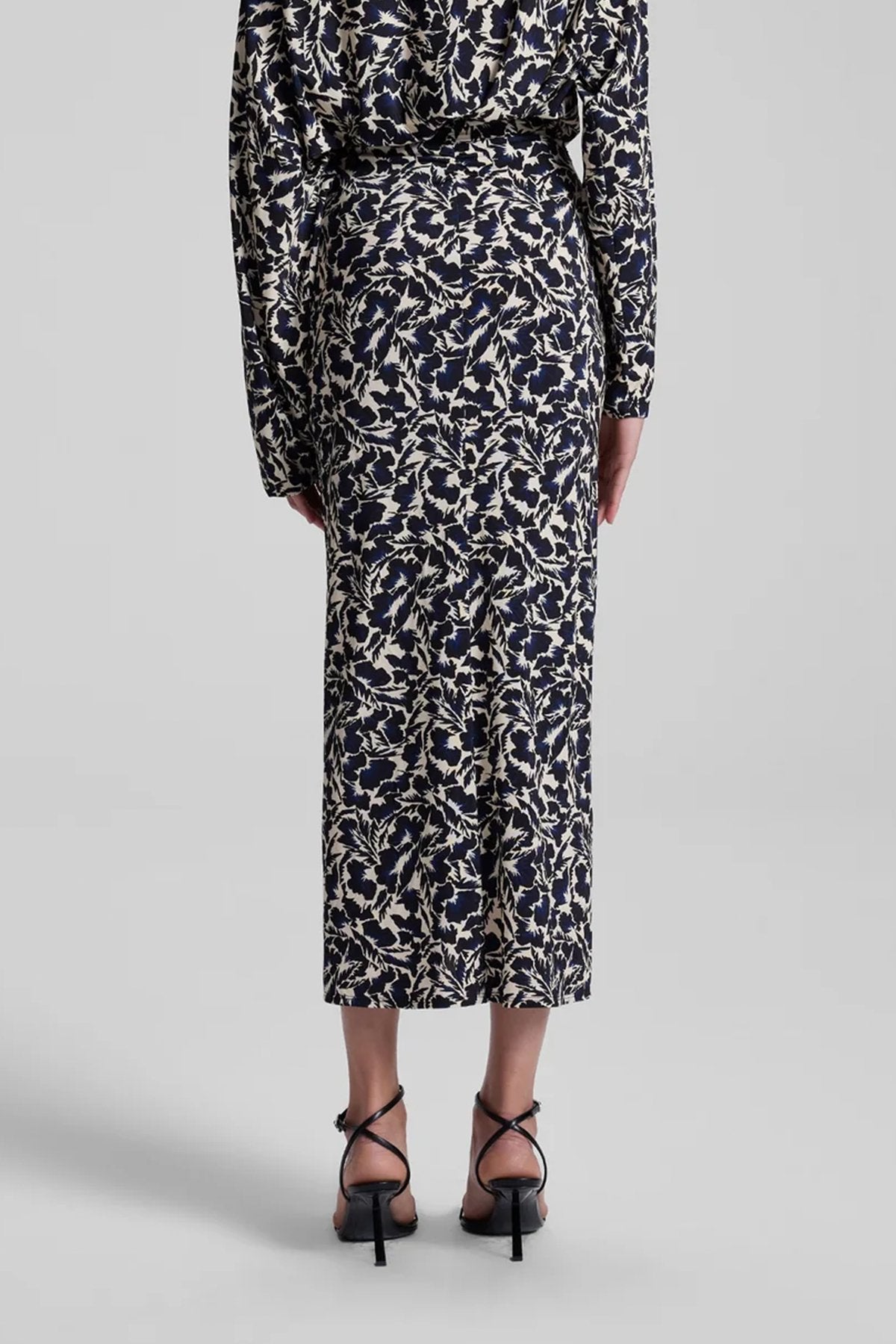 Aurelie Jersey Midi Skirt in Navy Cream - shop - olivia.com