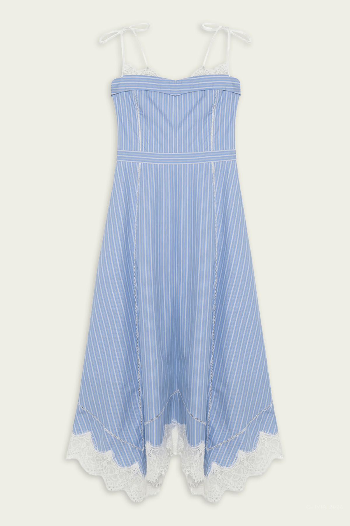 Avaleigh Cotton Midi Dress in Oxford Stripe Blue - shop - olivia.com