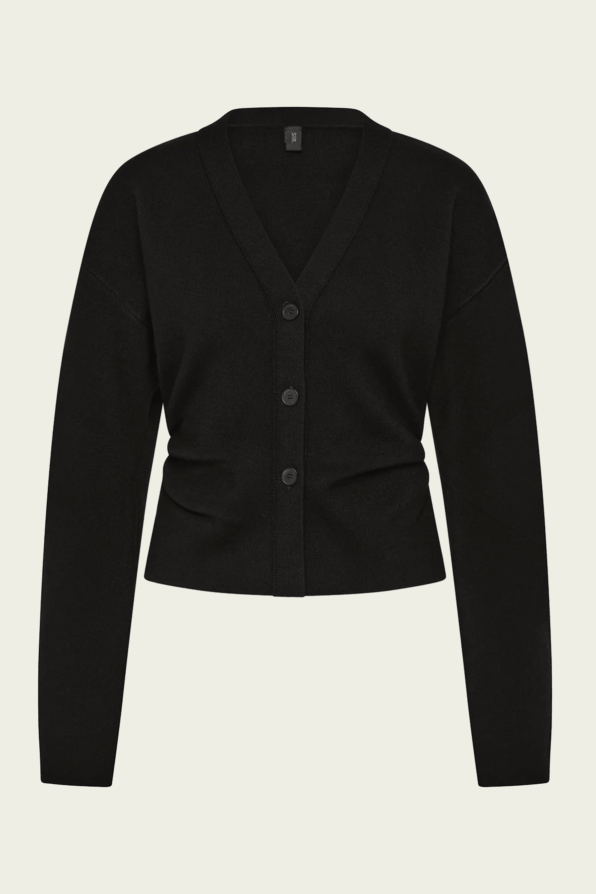 Ayana Gathered Cardigan in Black - shop-olivia.com