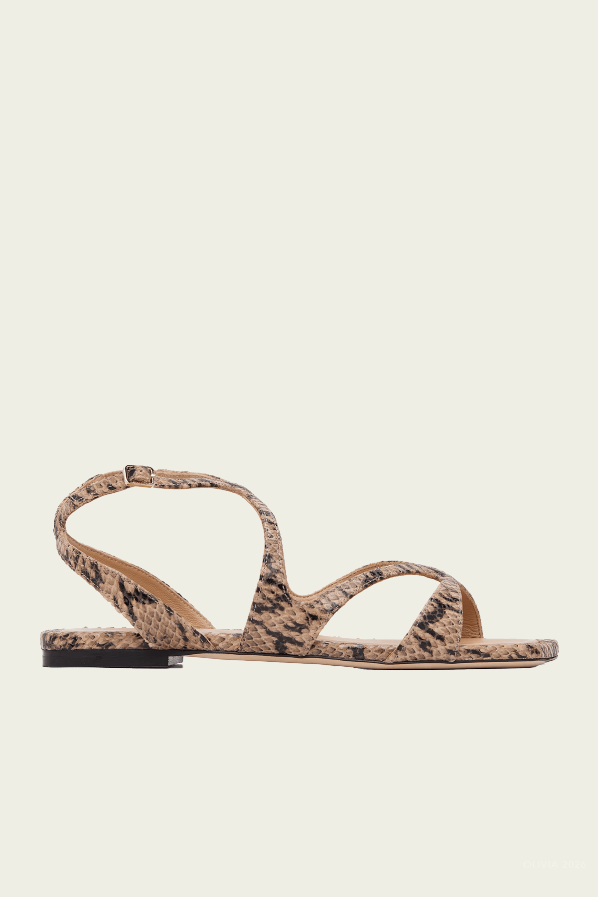 Ayla Snake Printed Leather Flat in Chai - shop - olivia.com