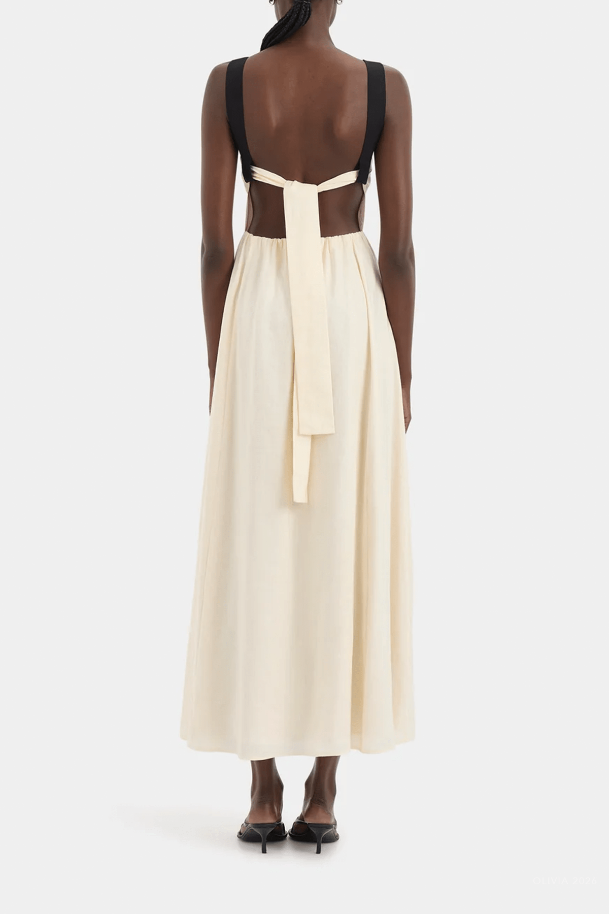 Ayla Tie Back Maxi Dress in Bone - shop-olivia.com