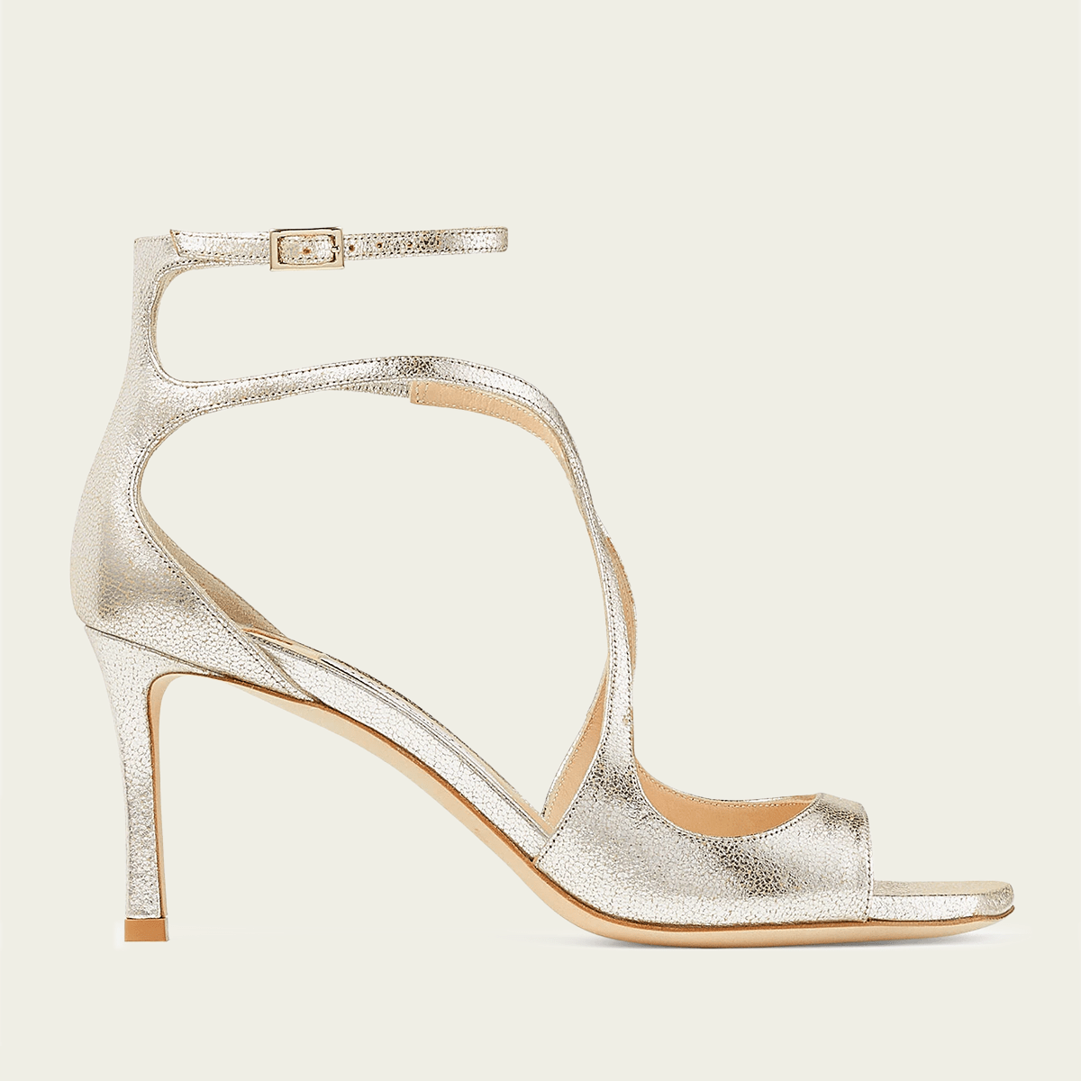 Azia 75 Glitter Leather Sandals in Champagne