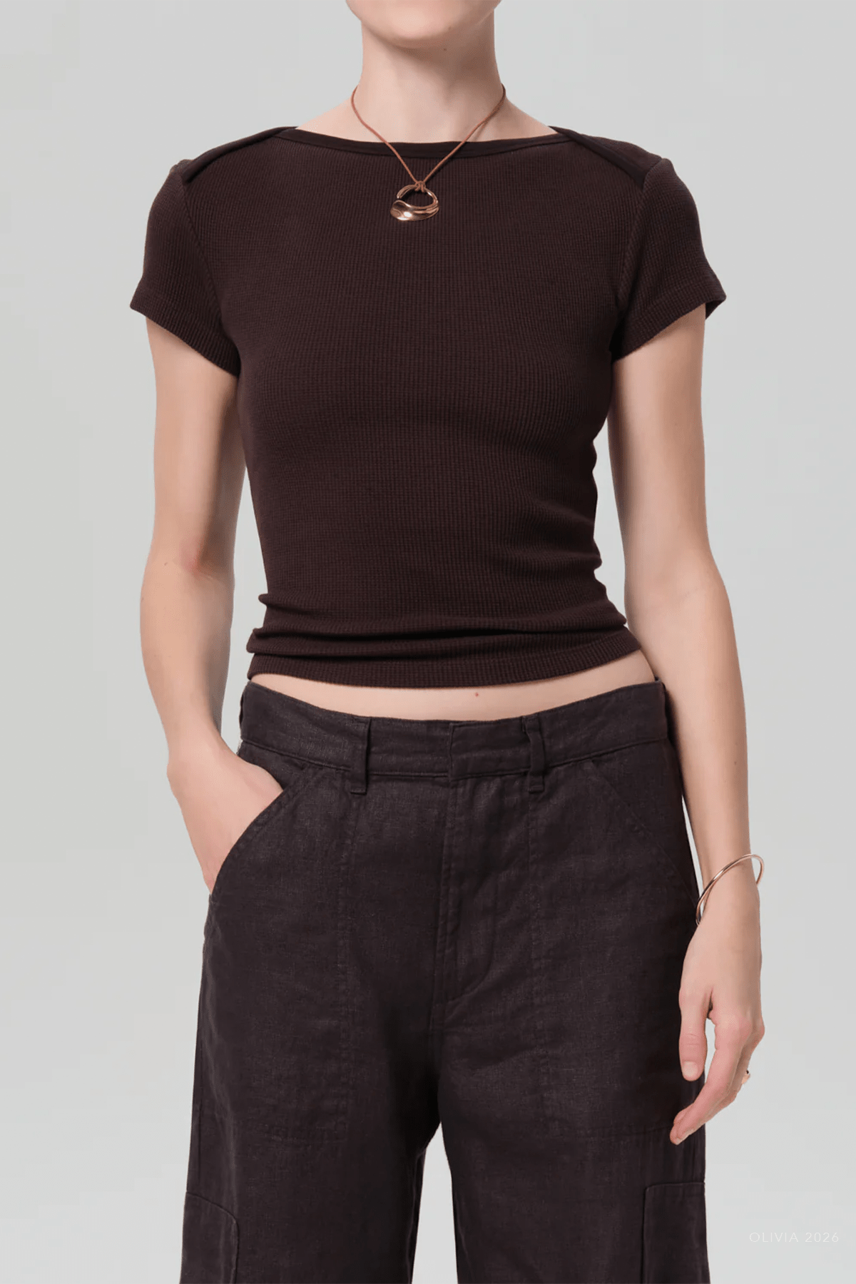 Baby Waffle Tee in Chocolate - shop - olivia.com
