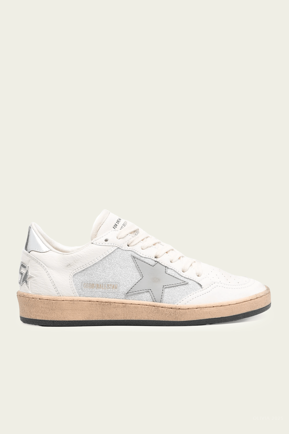 Ball - Star Natural White Glitter Leather Sneaker - shop - olivia.com