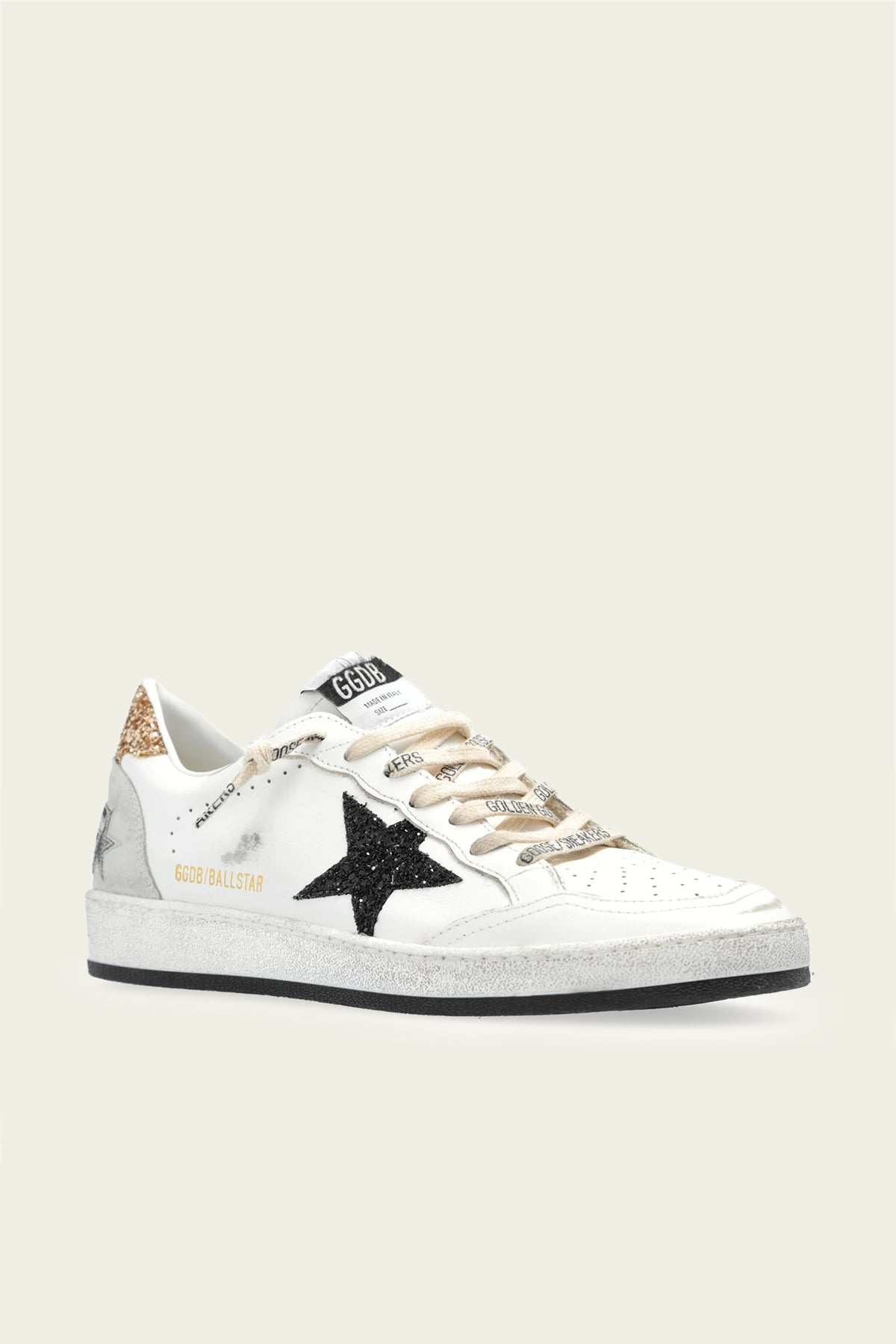 Ball - Star White Black Toe Glitter Leather Sneaker - shop - olivia.com