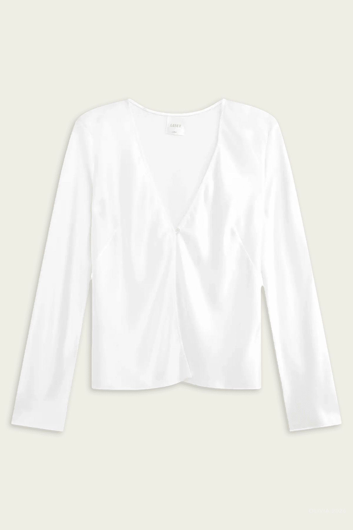 Barb Button Long Sleeve Top in Optic White - shop-olivia.com