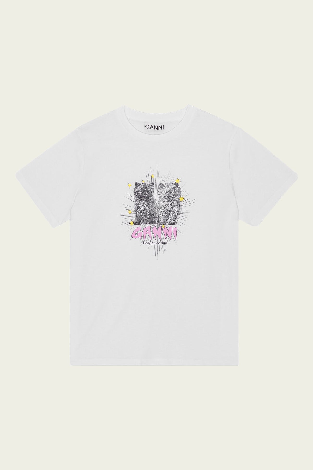 Basic Jersey Kittens Relaxed T-Shirt in Bright White - shop - olivia.com