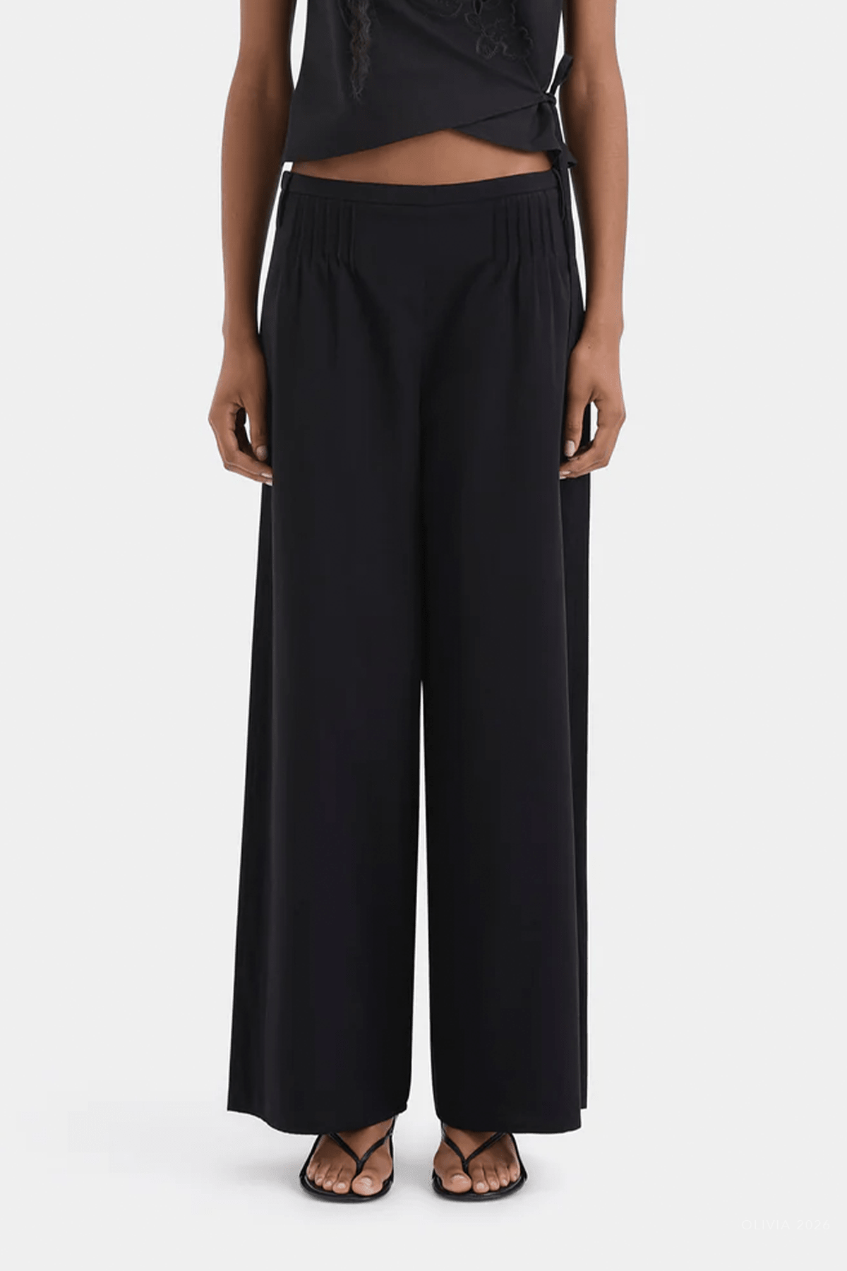 Beatrice Pintuck Pant in Black - shop - olivia.com
