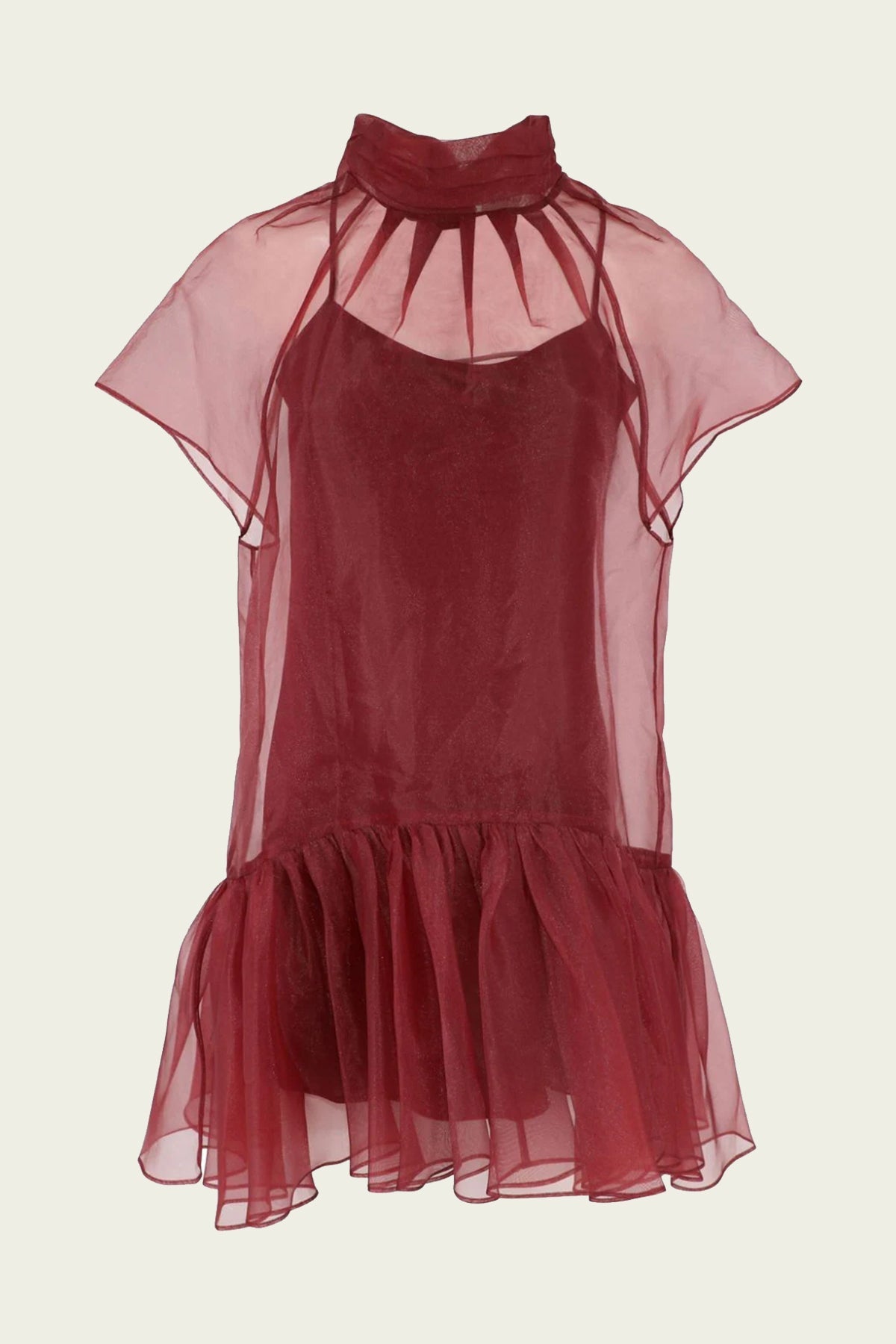 Beaux Tiered Mini Dress in Oxblood - shop - olivia.com