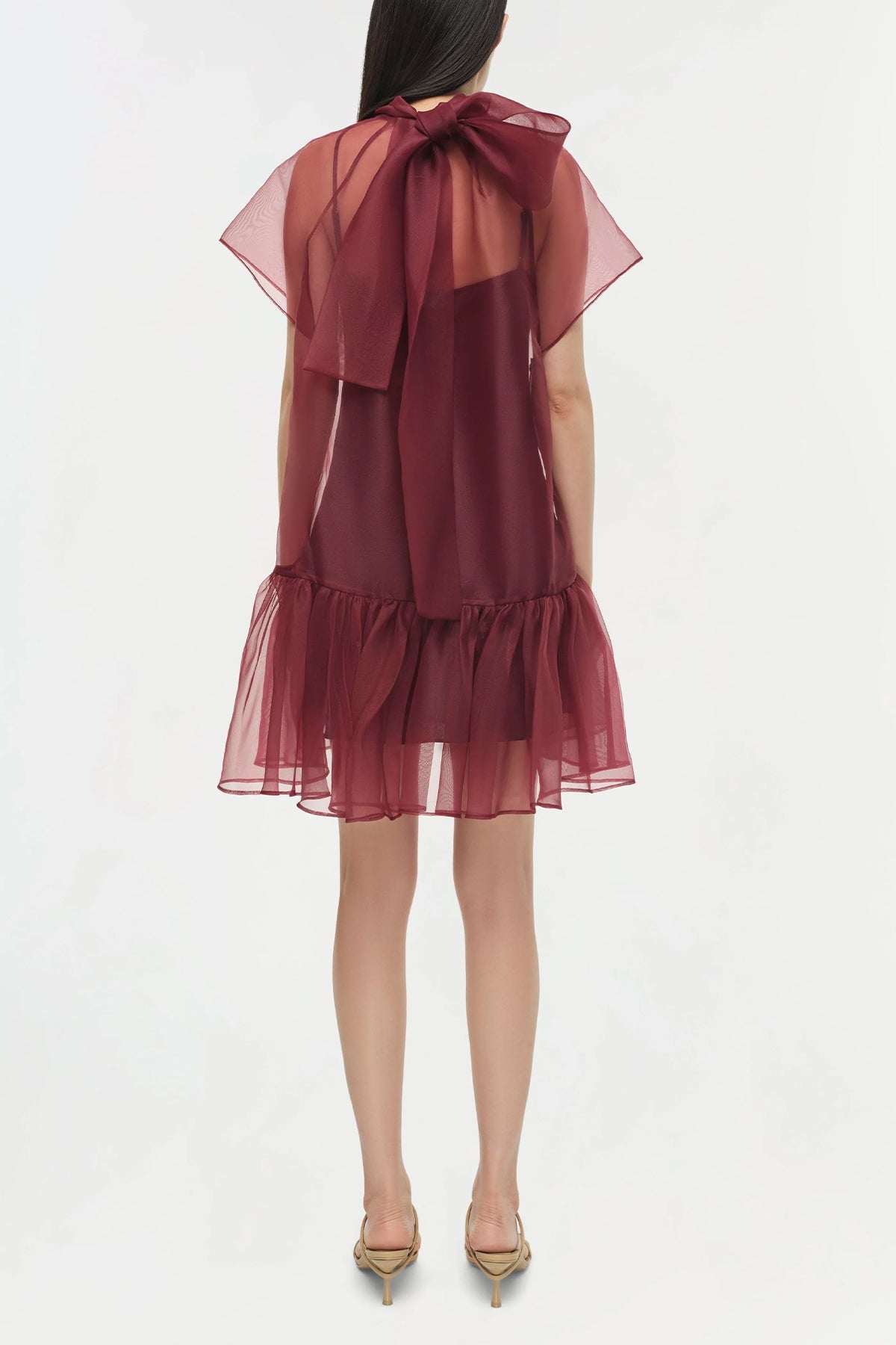 Beaux Tiered Mini Dress in Oxblood - shop - olivia.com