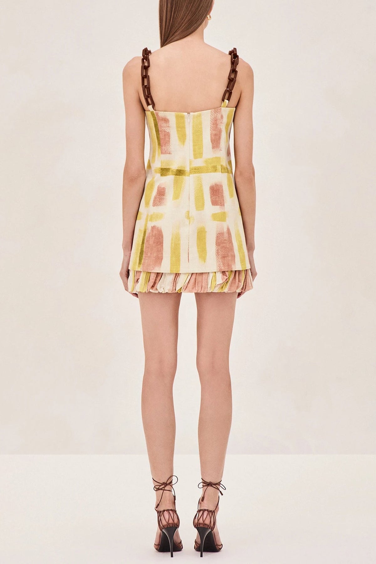 Beleza Short Dress in Yellow Brushstroke - shop - olivia.com