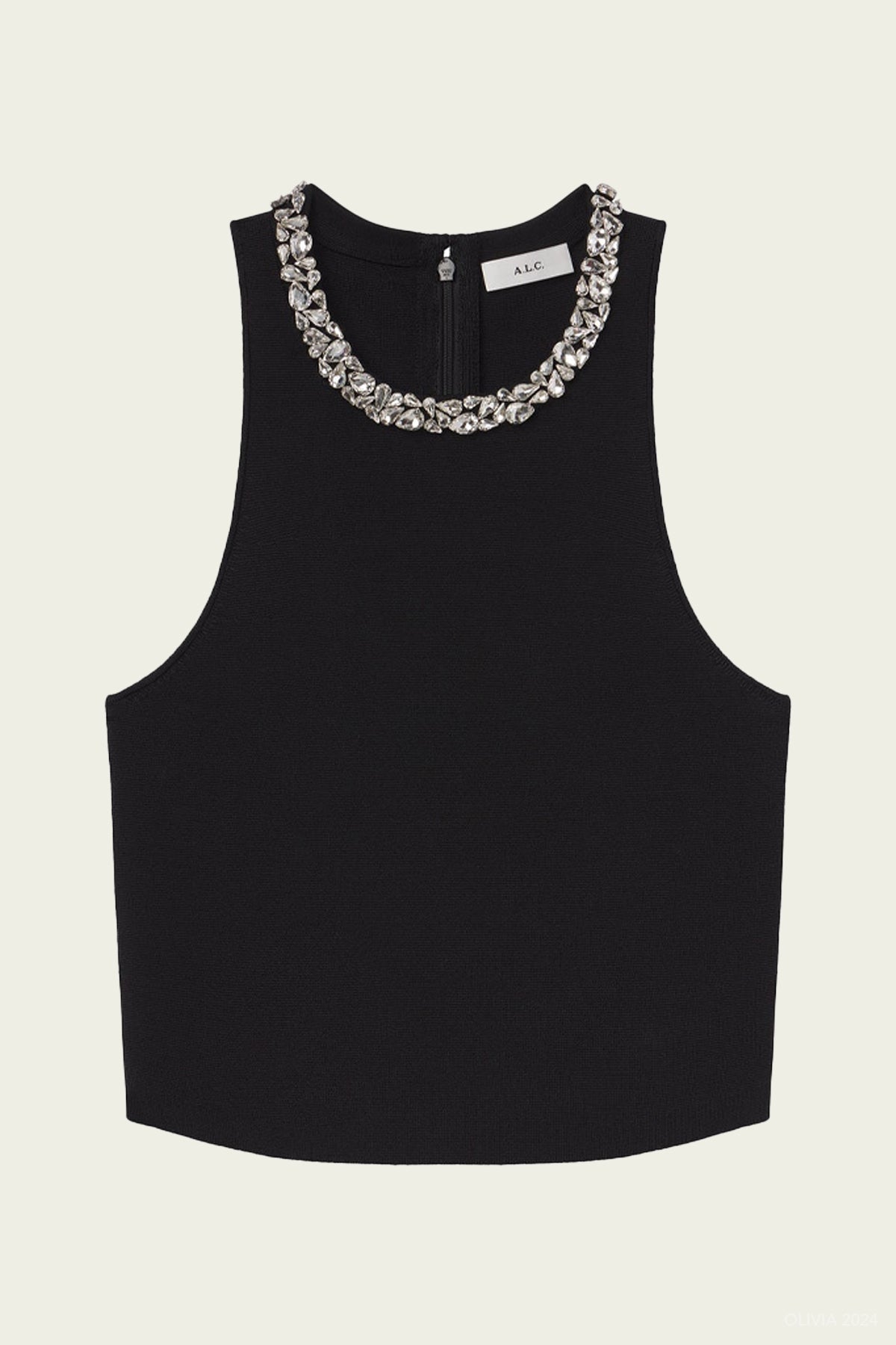 Bella Embellished Compact Knit Top in Black - shop - olivia.com