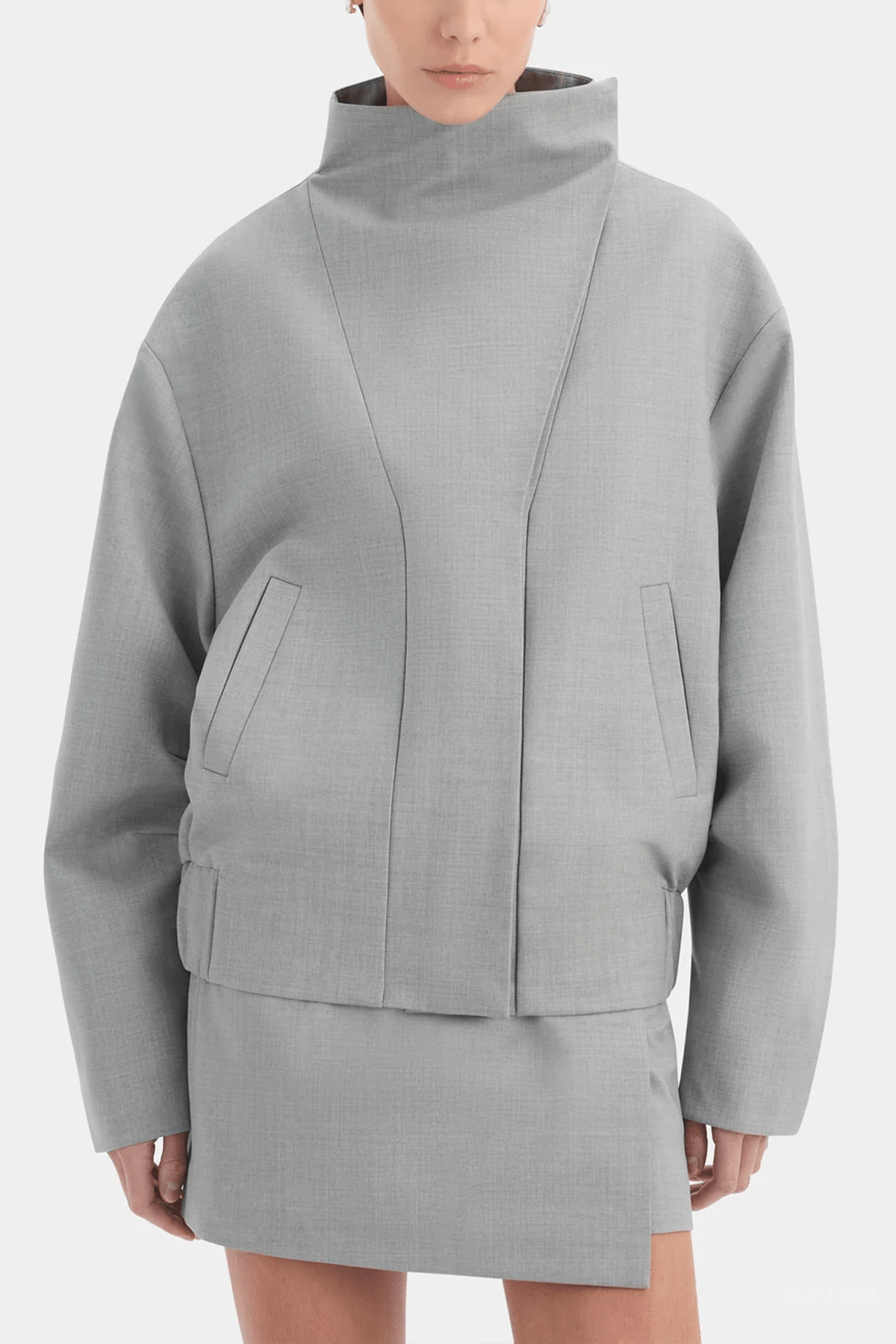 Belle Bomber Jacket in Grey Marle - shop-olivia.com