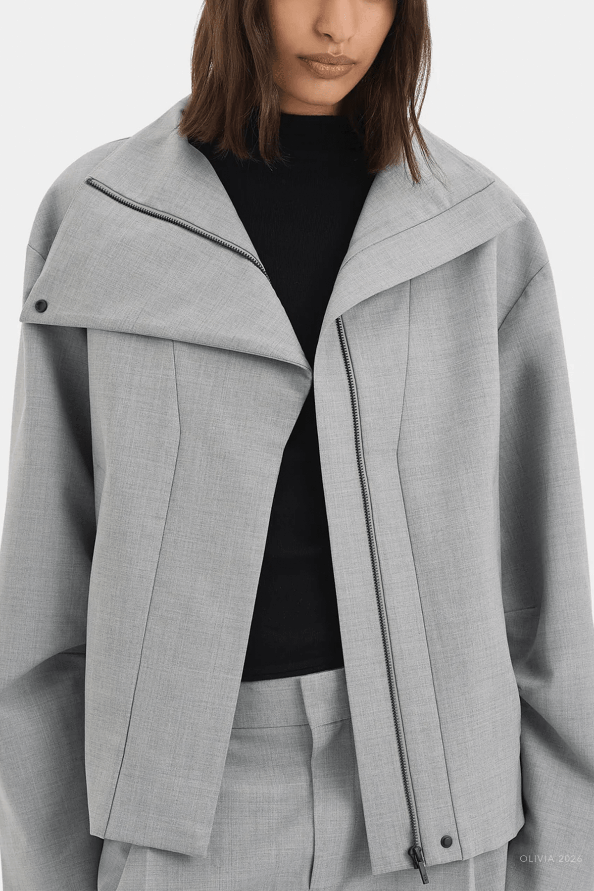 Belle Bomber Jacket in Grey Marle - shop-olivia.com