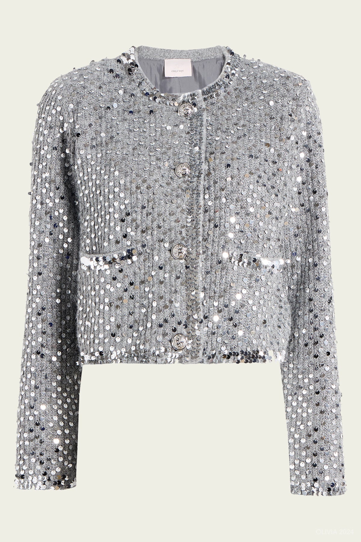 Benoit Embellished Jacket in Silver - shop - olivia.com