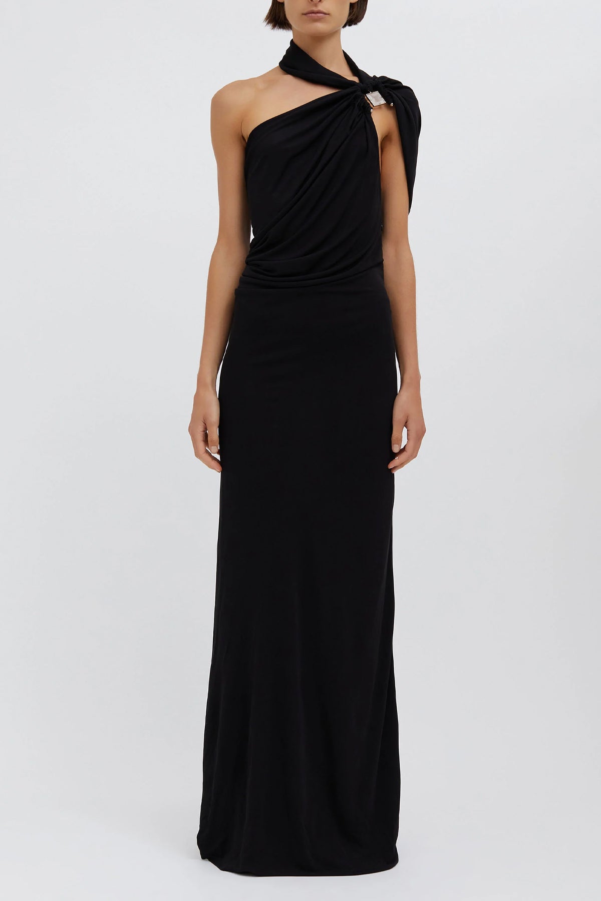 Bezel Quartz Halter Dress in Black - shop - olivia.com