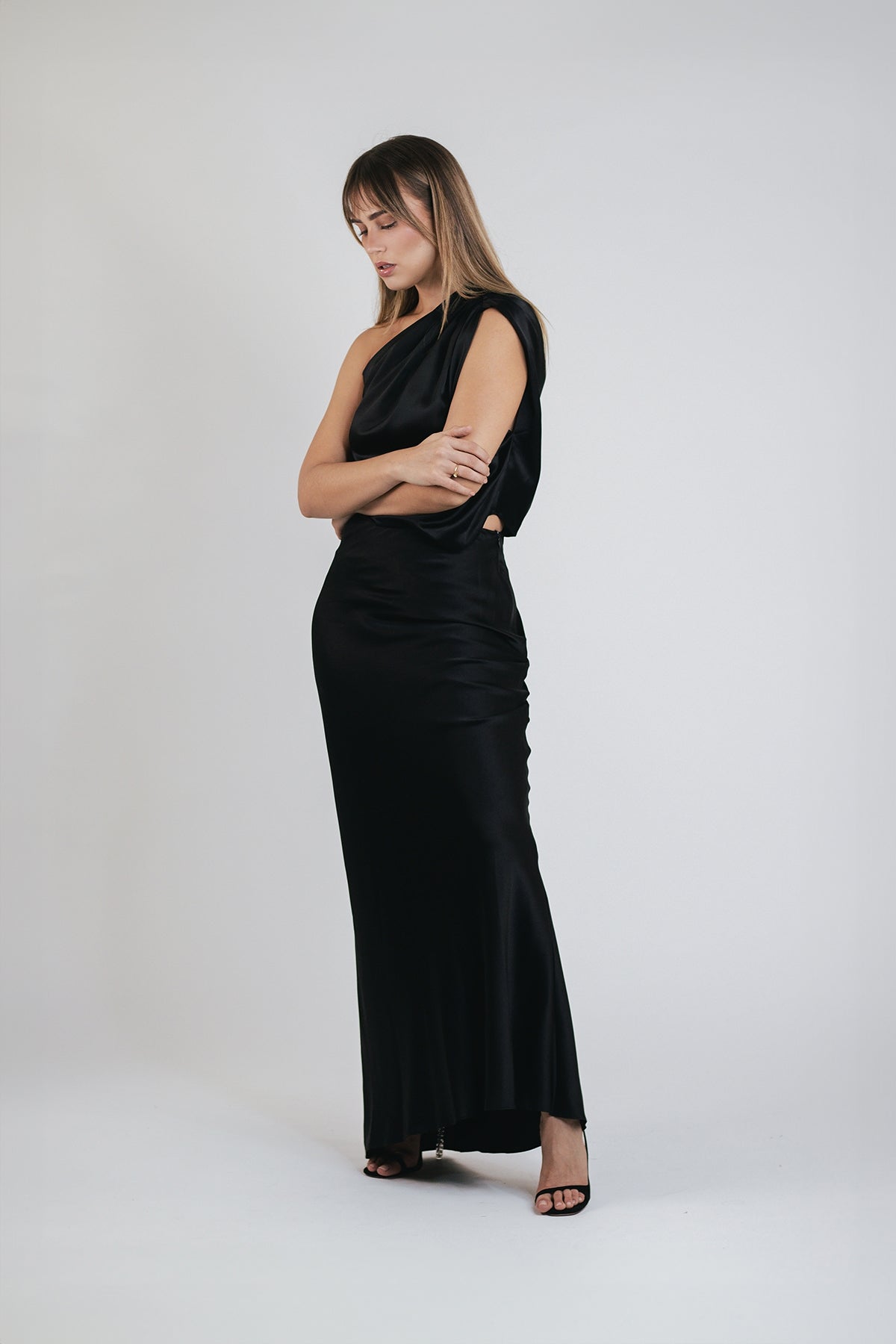 Bias Maxi Skirt in Black - shop - olivia.com