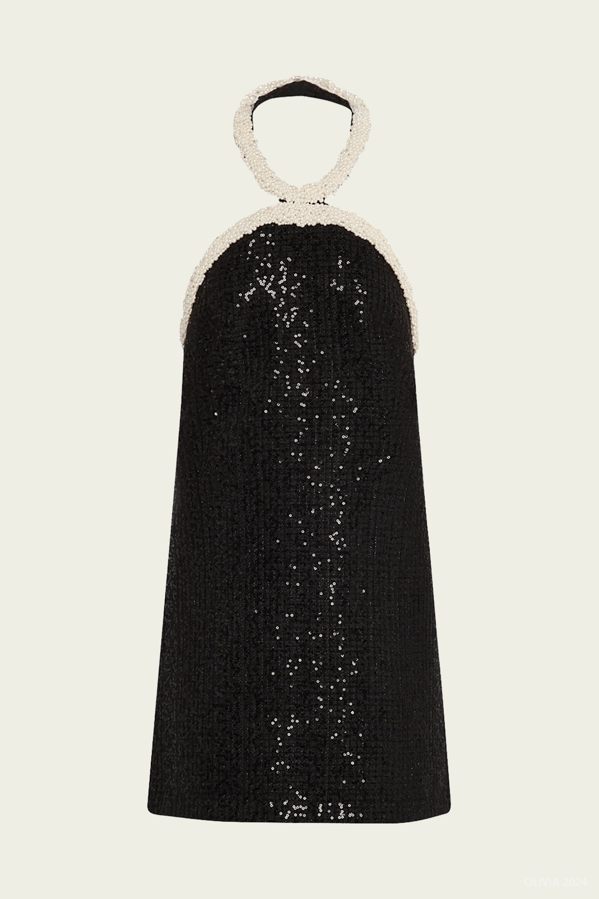 Black Boucle Pearl Trim Mini Dress - shop - olivia.com