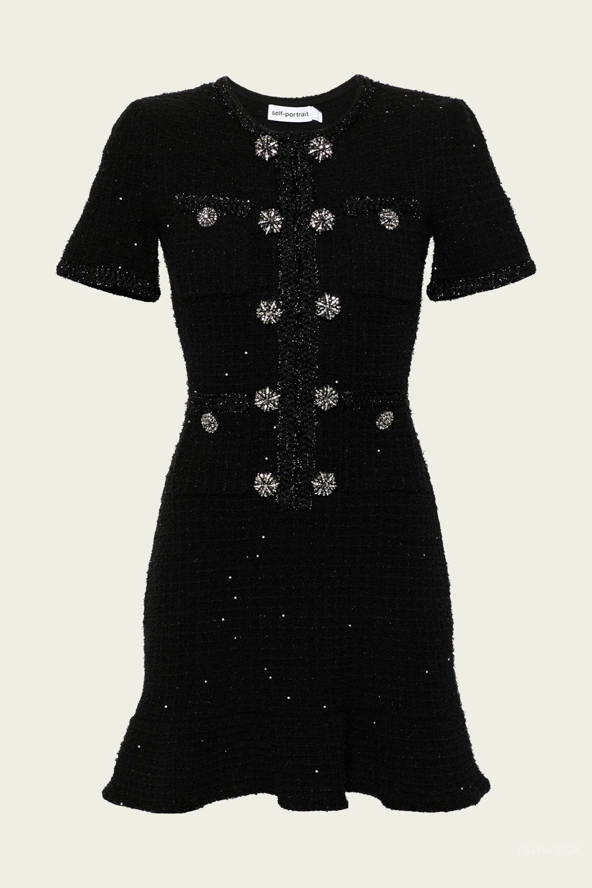 Black Buttoned Knit Mini Dress in Black - shop - olivia.com