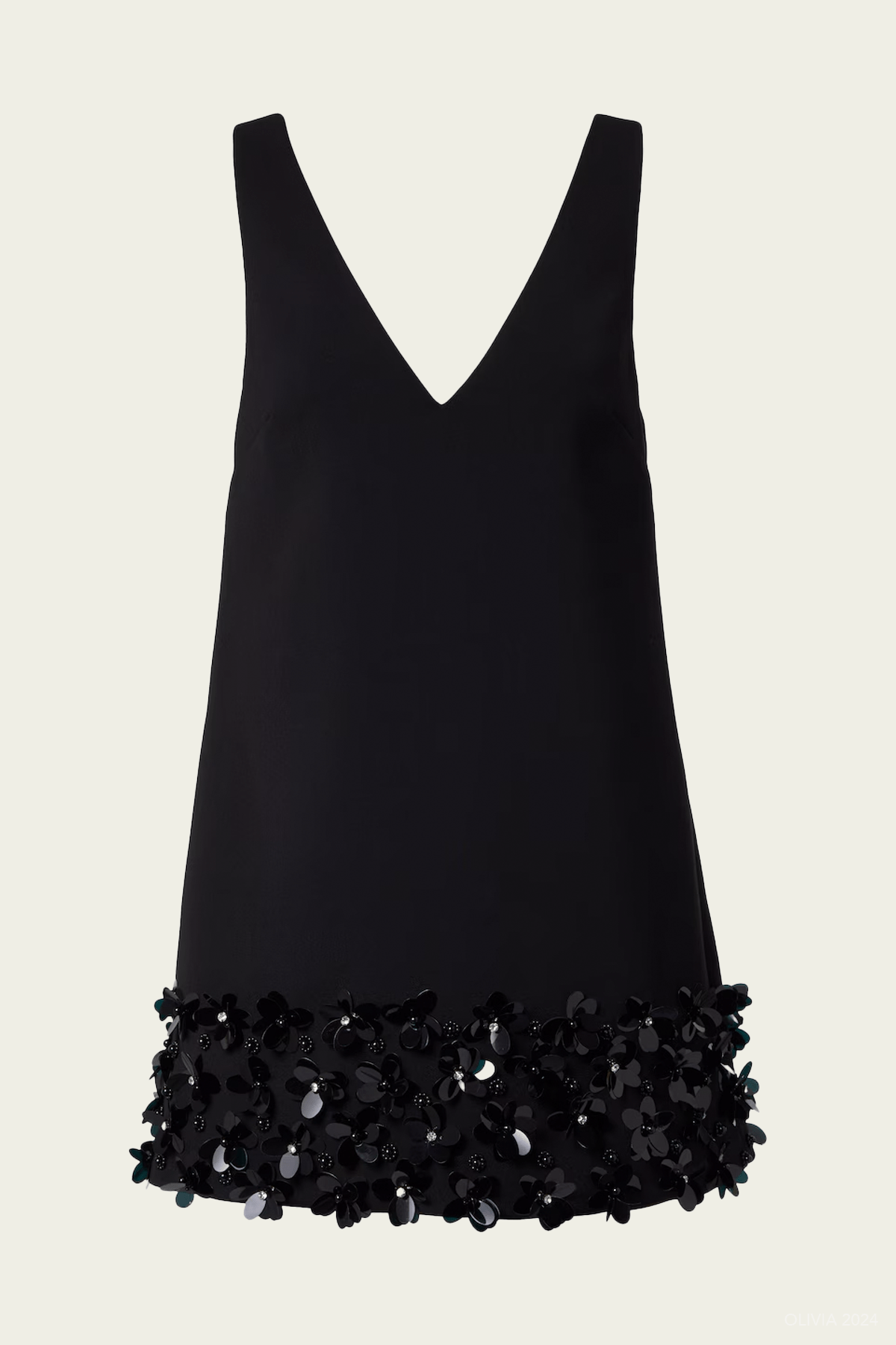 Black Crepe 3D Sequin Mini Dress - shop - olivia.com