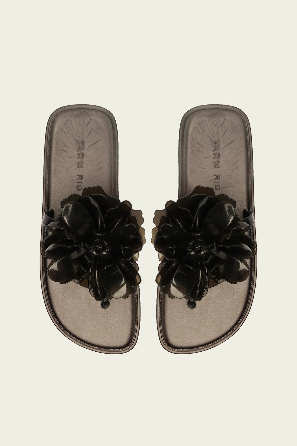 Black Flower Jelly Flat Sandal - shop - olivia.com