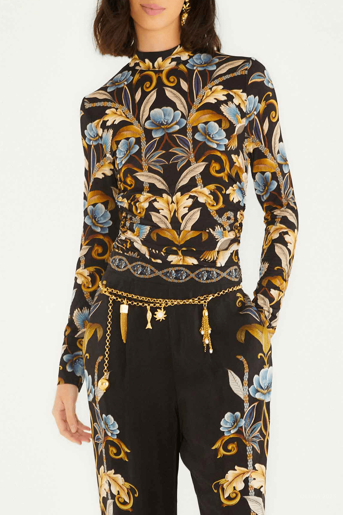 Black Flowerful Garden Jersey Blouse - shop - olivia.com