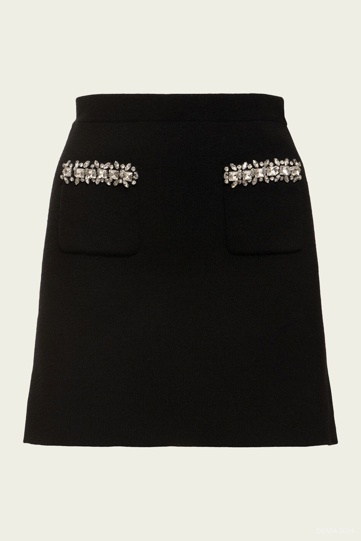 Black Knit Embellished Mini Skirt - shop - olivia.com