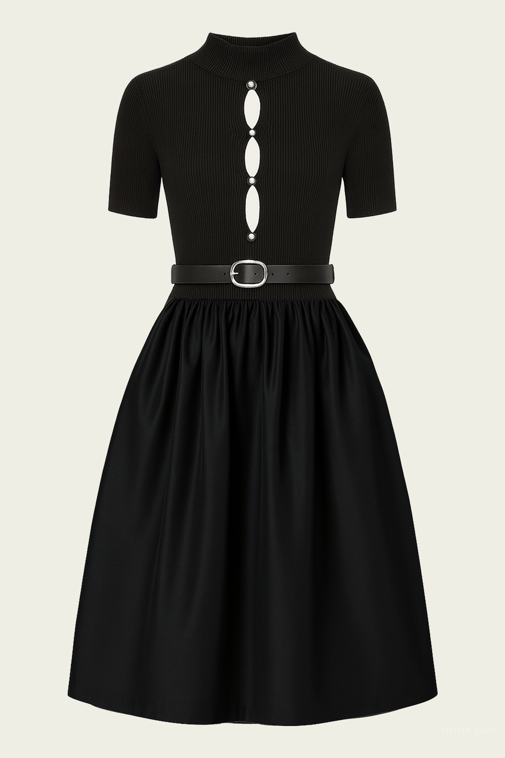 black knit midi dress Black Knit Taffeta Midi Dress