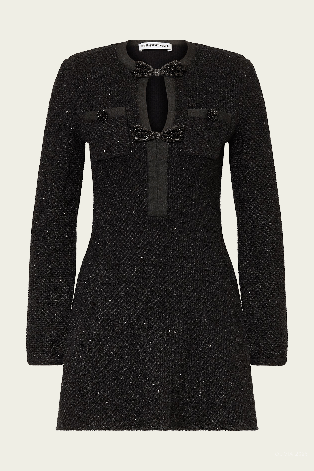 Black Sequin Knit Mini Dress - shop - olivia.com