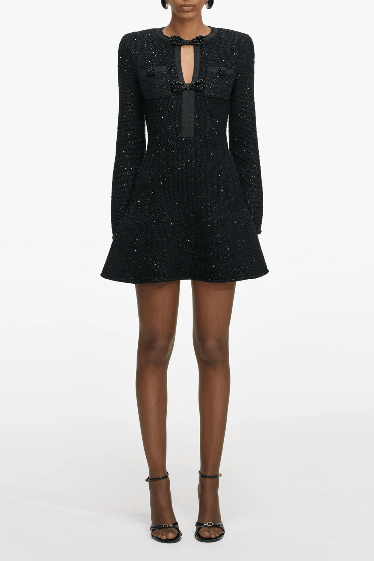 Black Sequin Knit Mini Dress - shop - olivia.com