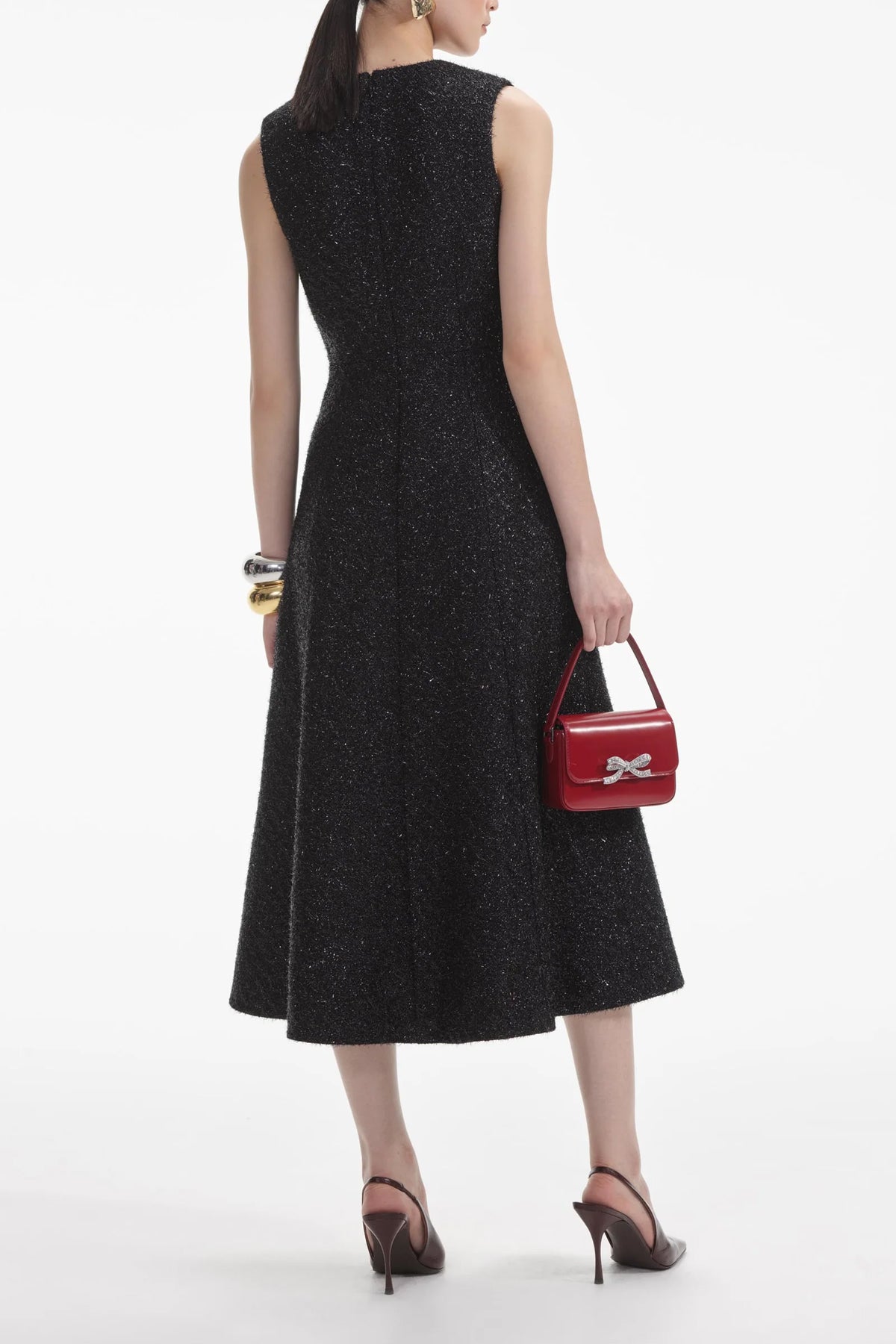 Black Tinsel Boucle Buttoned Midi Dress - shop - olivia.com