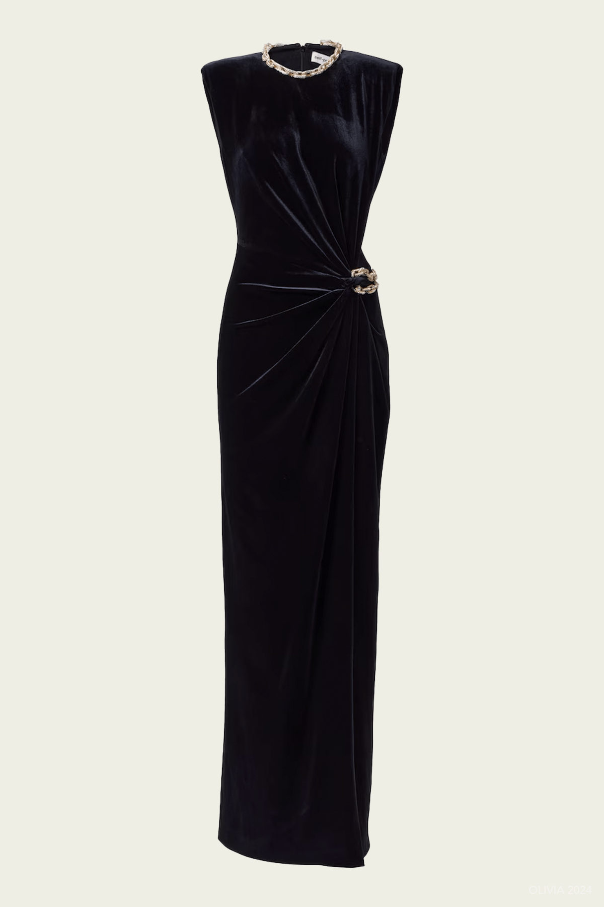 Black Velvet Embellished Maxi Dress - shop - olivia.com