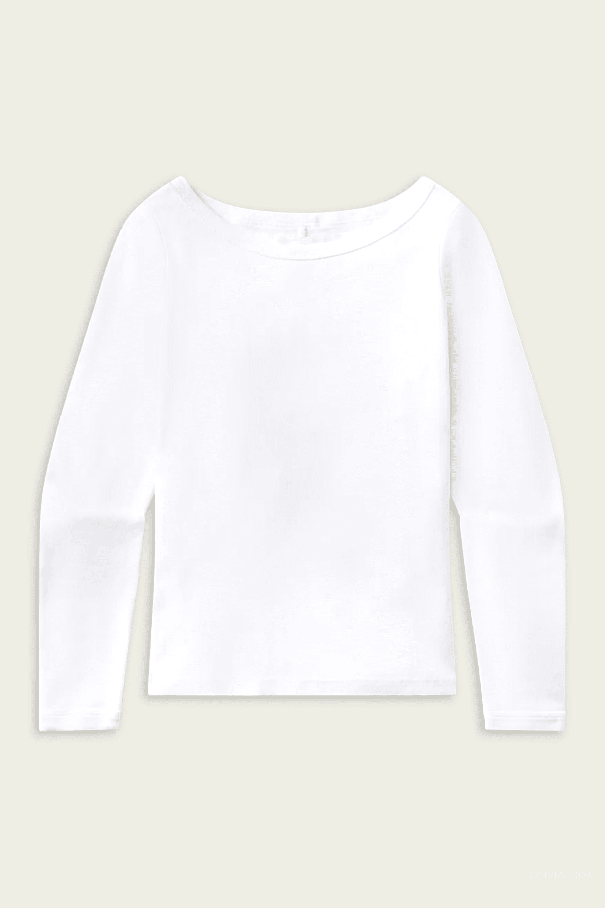 Boat Neck Slim Tee in White - shop - olivia.com