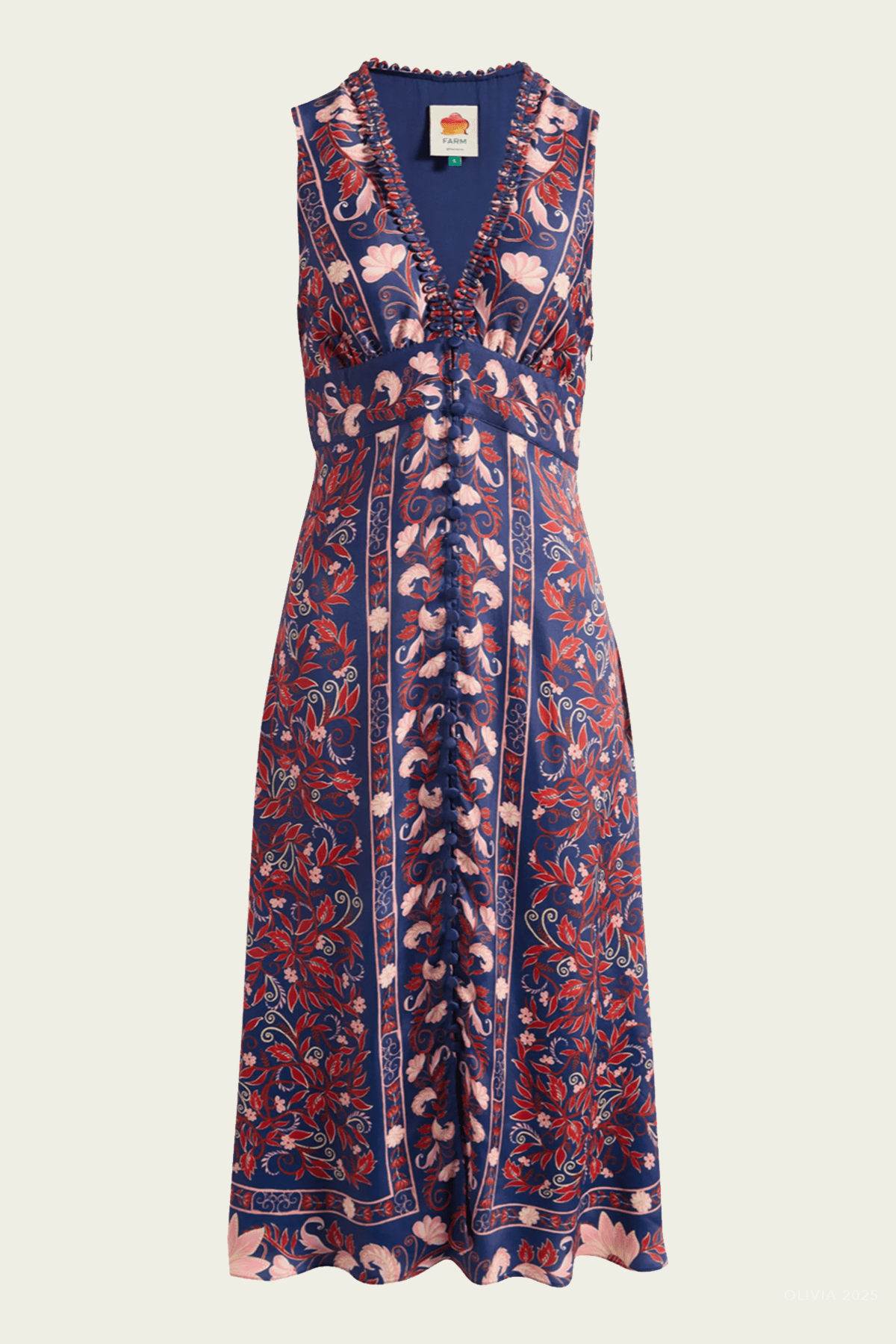 Boho Floral Scarf Navy Blue Midi Dress - shop - olivia.com
